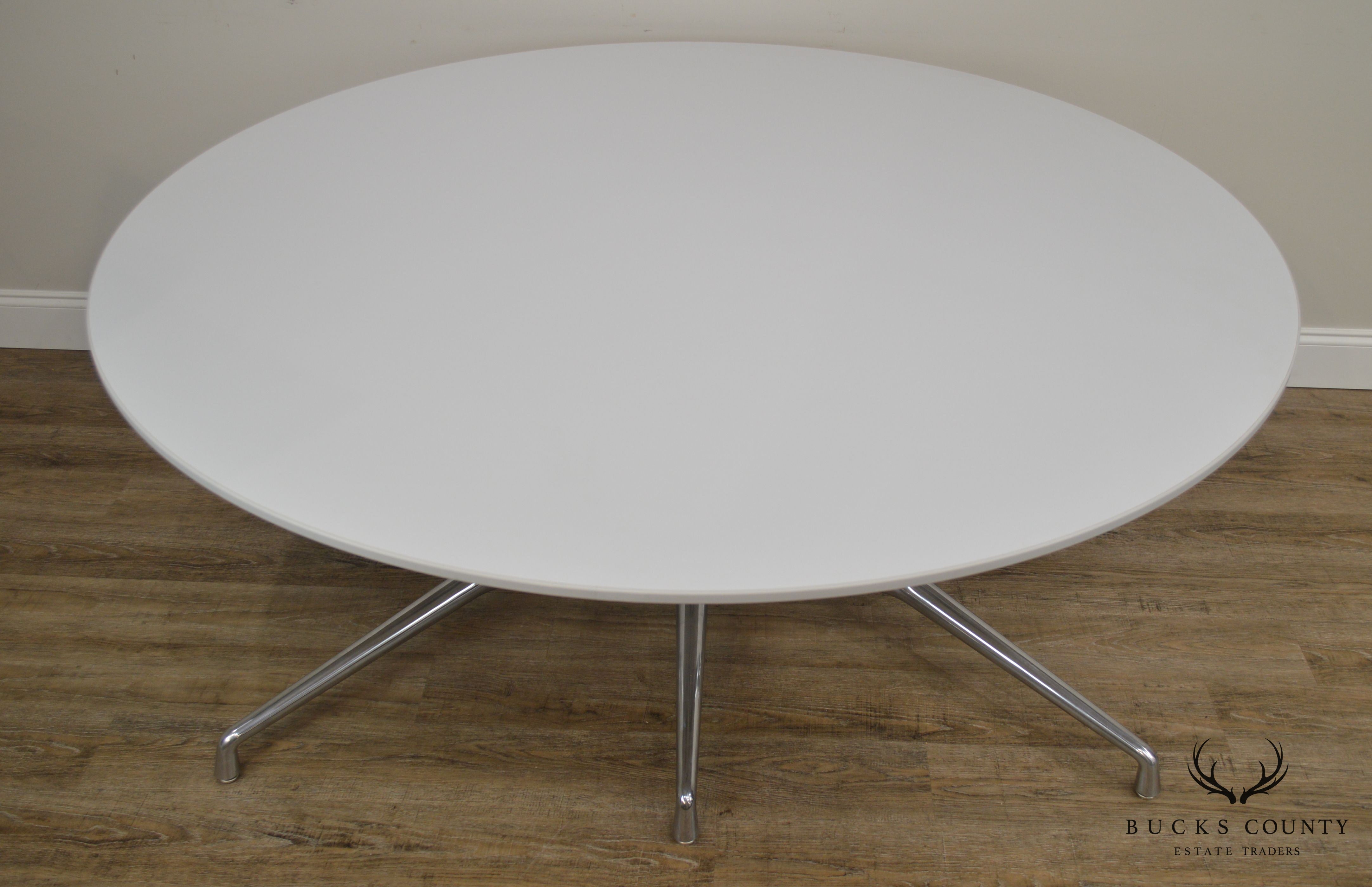 Scott Wilson for Coalesse 60" Round White & Chrome Dining or Conference Table