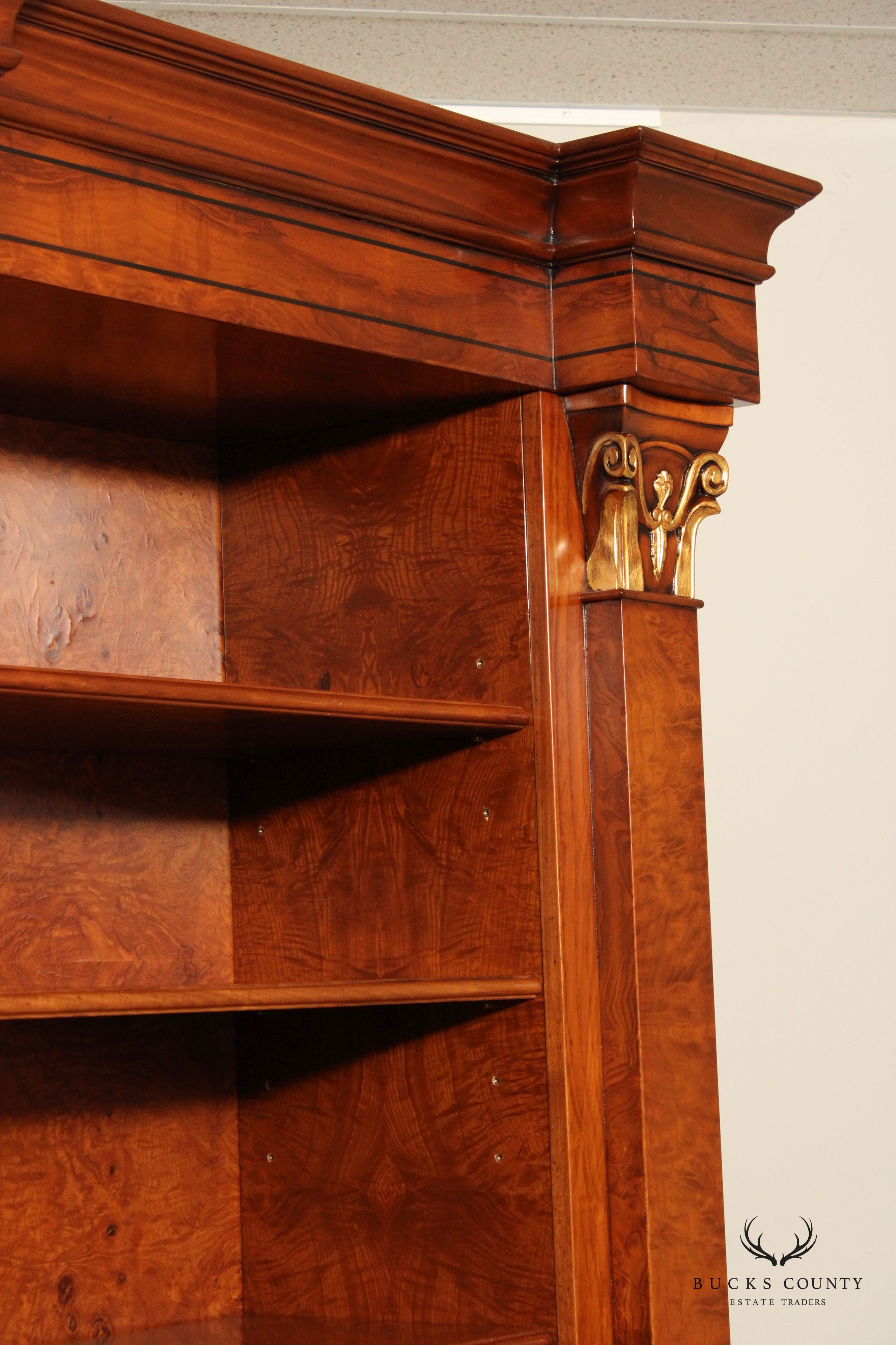 Francesco Molon Italian Neoclassical Style Burlwood Triple Bookcase