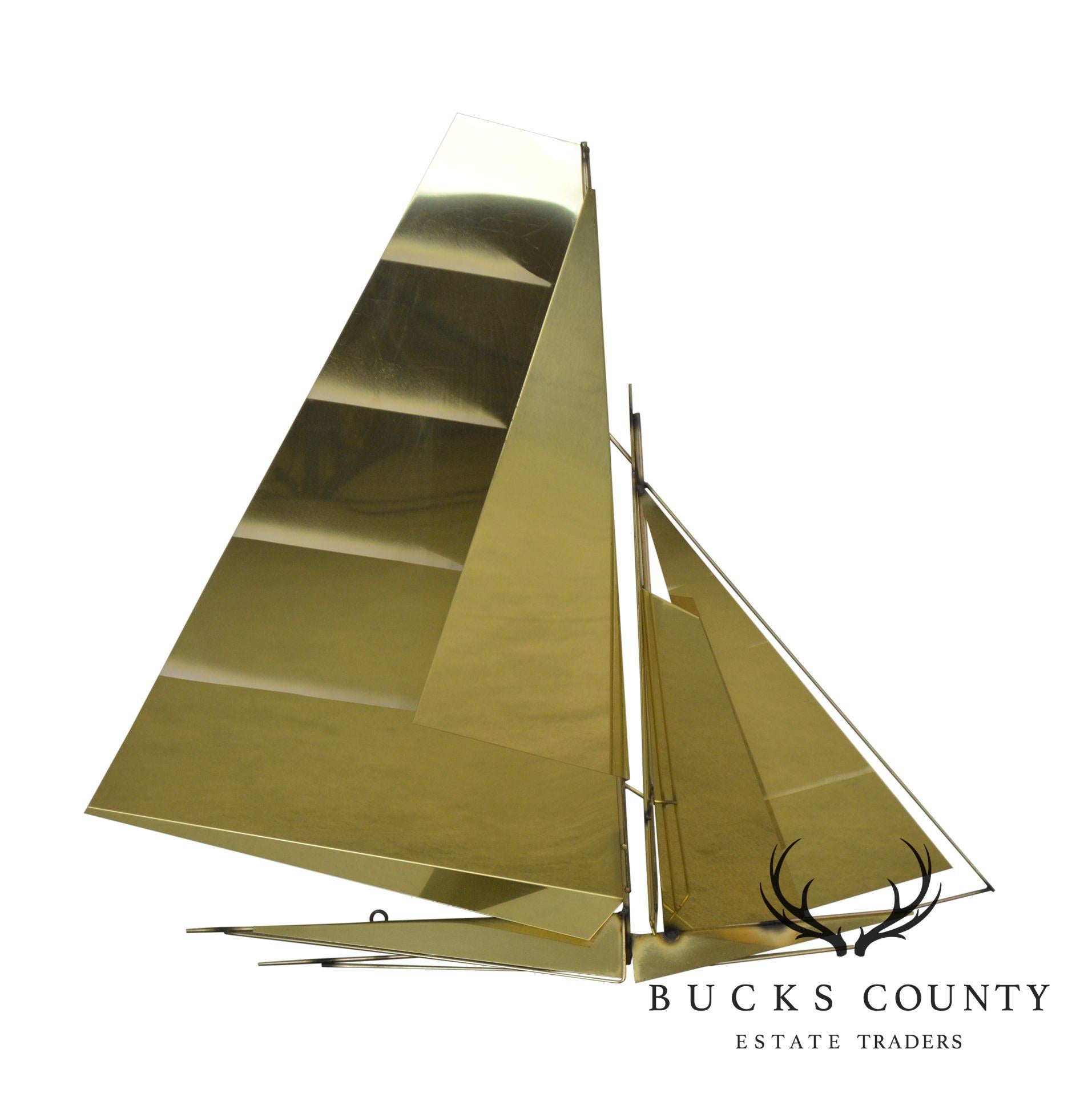 Curtis Jere Large Brass Wall Sculpture of Sailboat