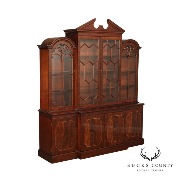 SUTTON COLLECTION CHIPPENDALE STYLE MAHOGANY BREAKFRONT BOOKCASE BY CENTURY FURNITURE