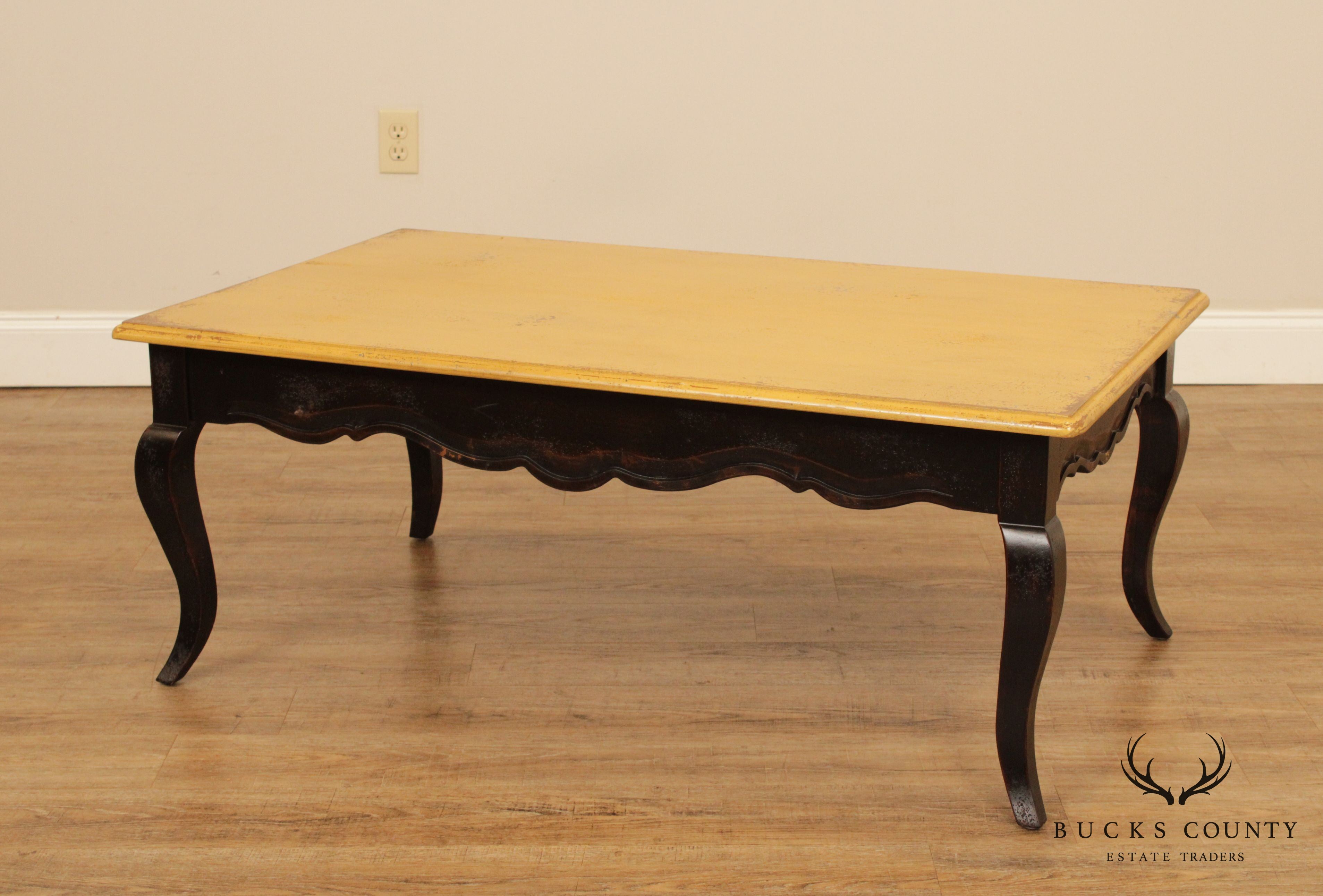 Habersham French Country Style Distressed Painted Coffee Table