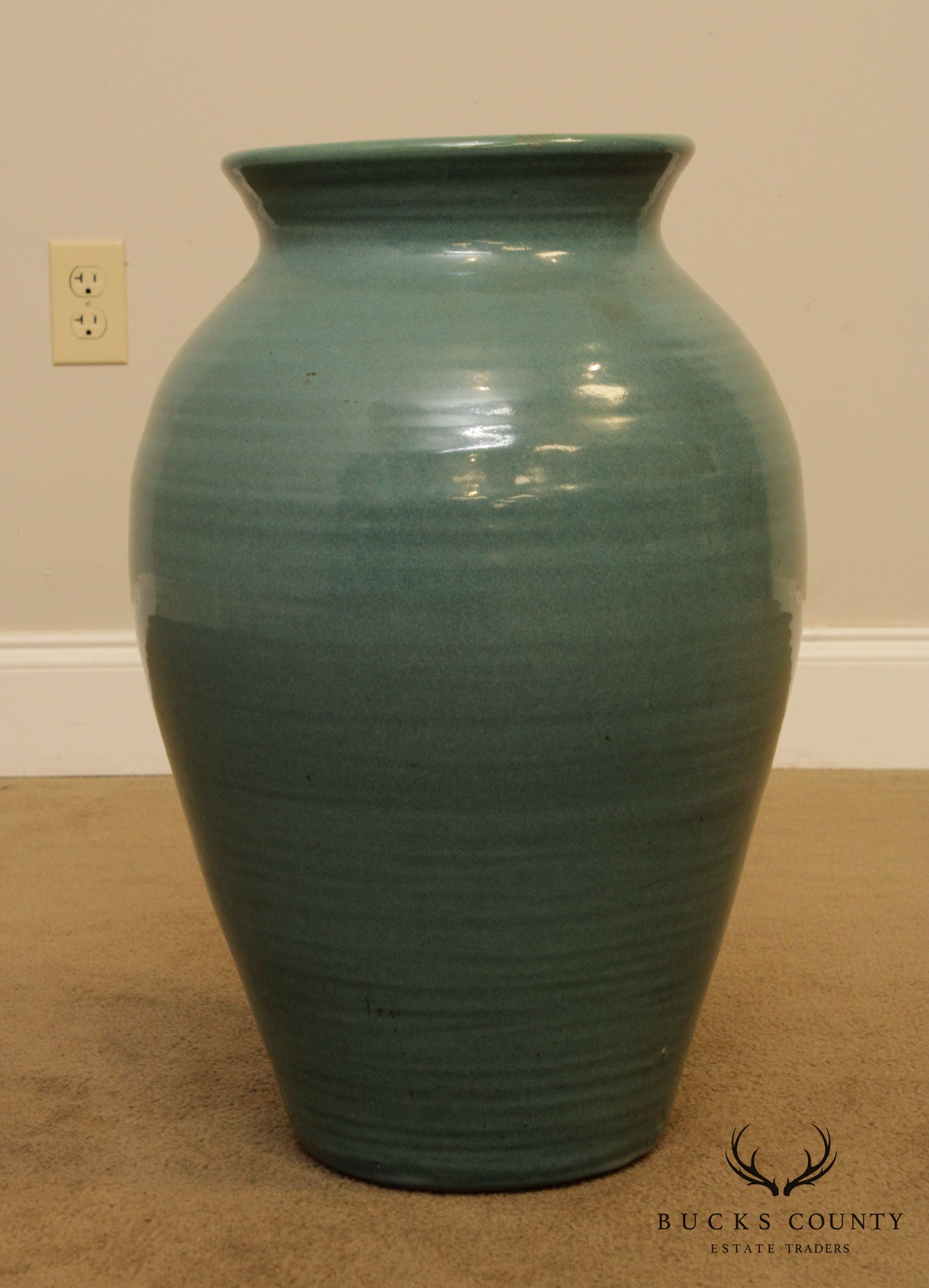 Large Vintage Glazed Terracotta Vase