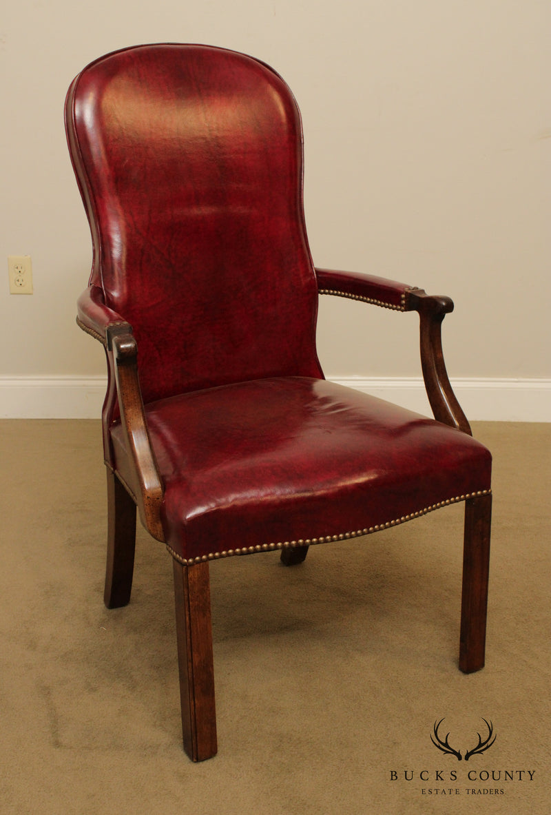 George III Style Quality Oxblood Leather Armchair