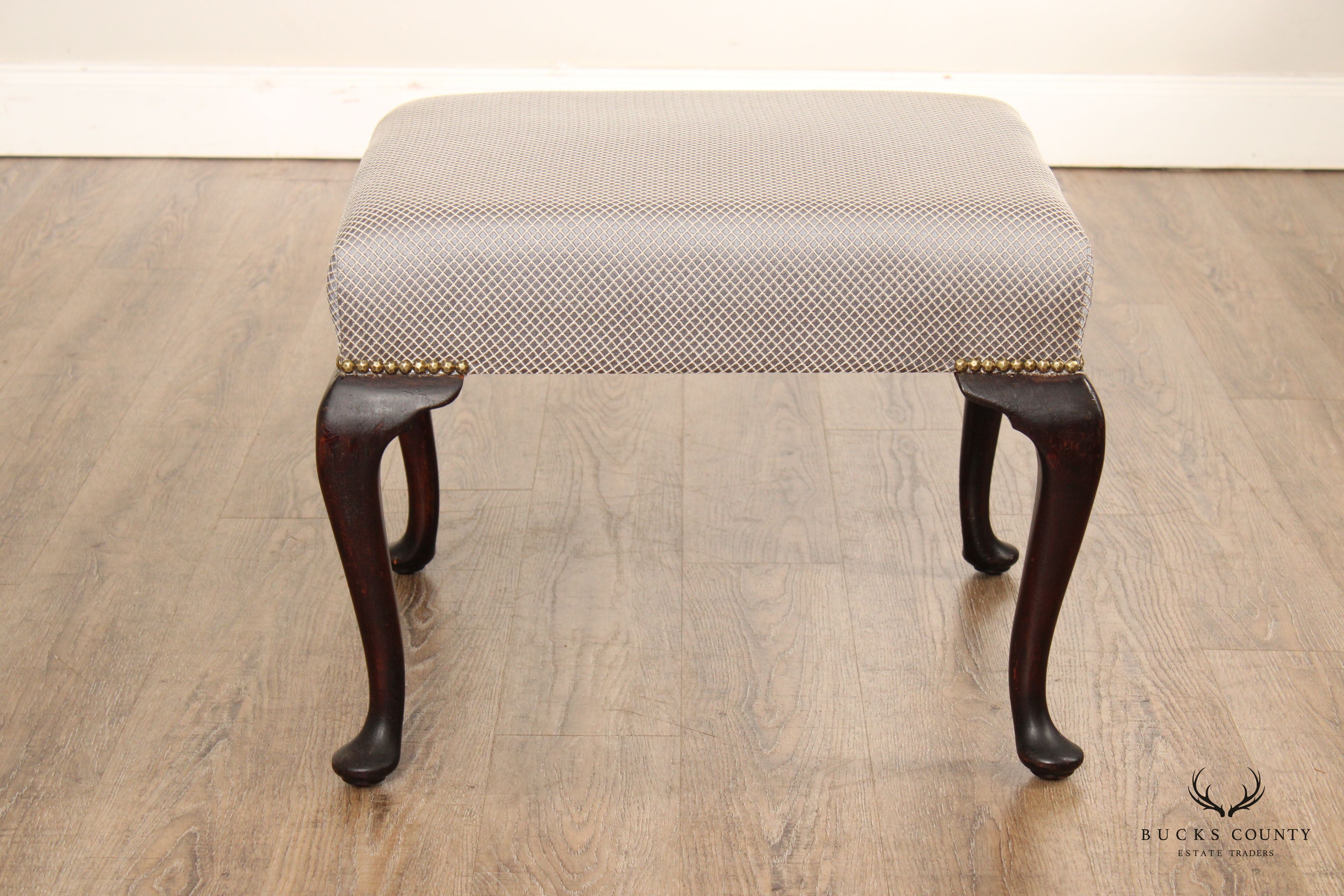 Queen Anne Style Custom Upholstered Foot Stool