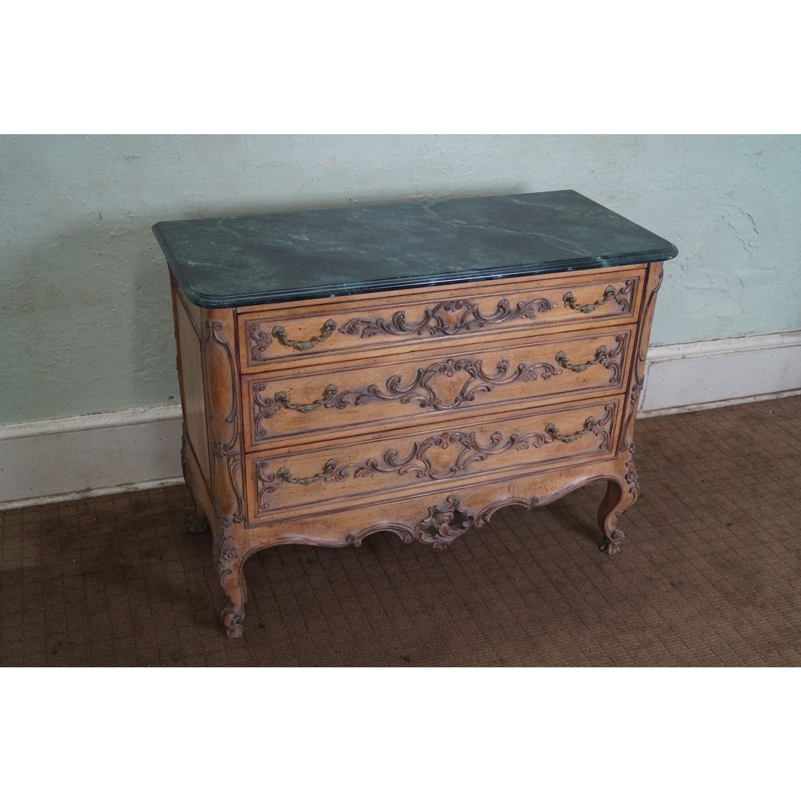 Vintage Custom Quality Rococo Style Bachelors Chest w/ Faux Marble Painted Top