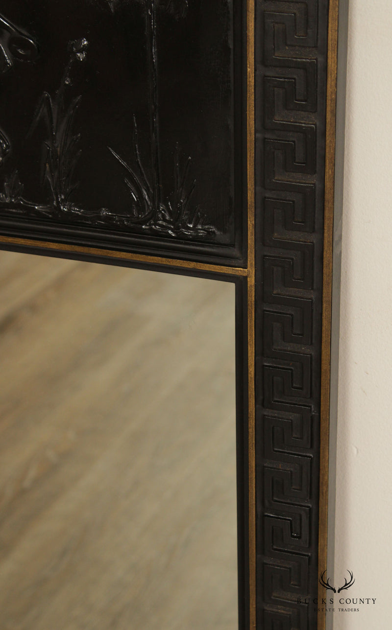 Regency Style Pair Neoclassical Greek Key Ebonized Wall Mirrors