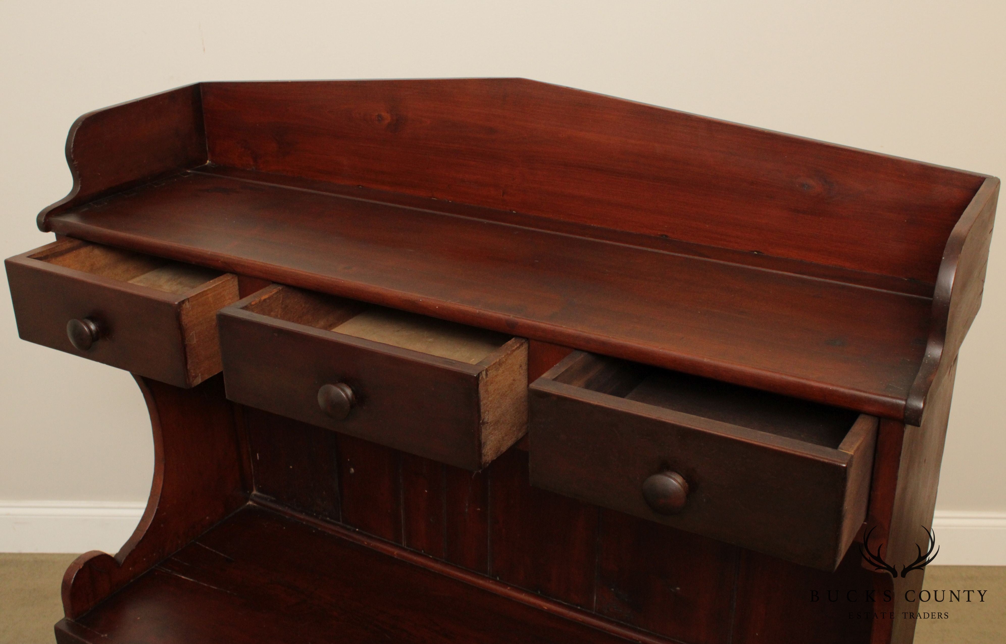 Antique American Pine Bucket Bench