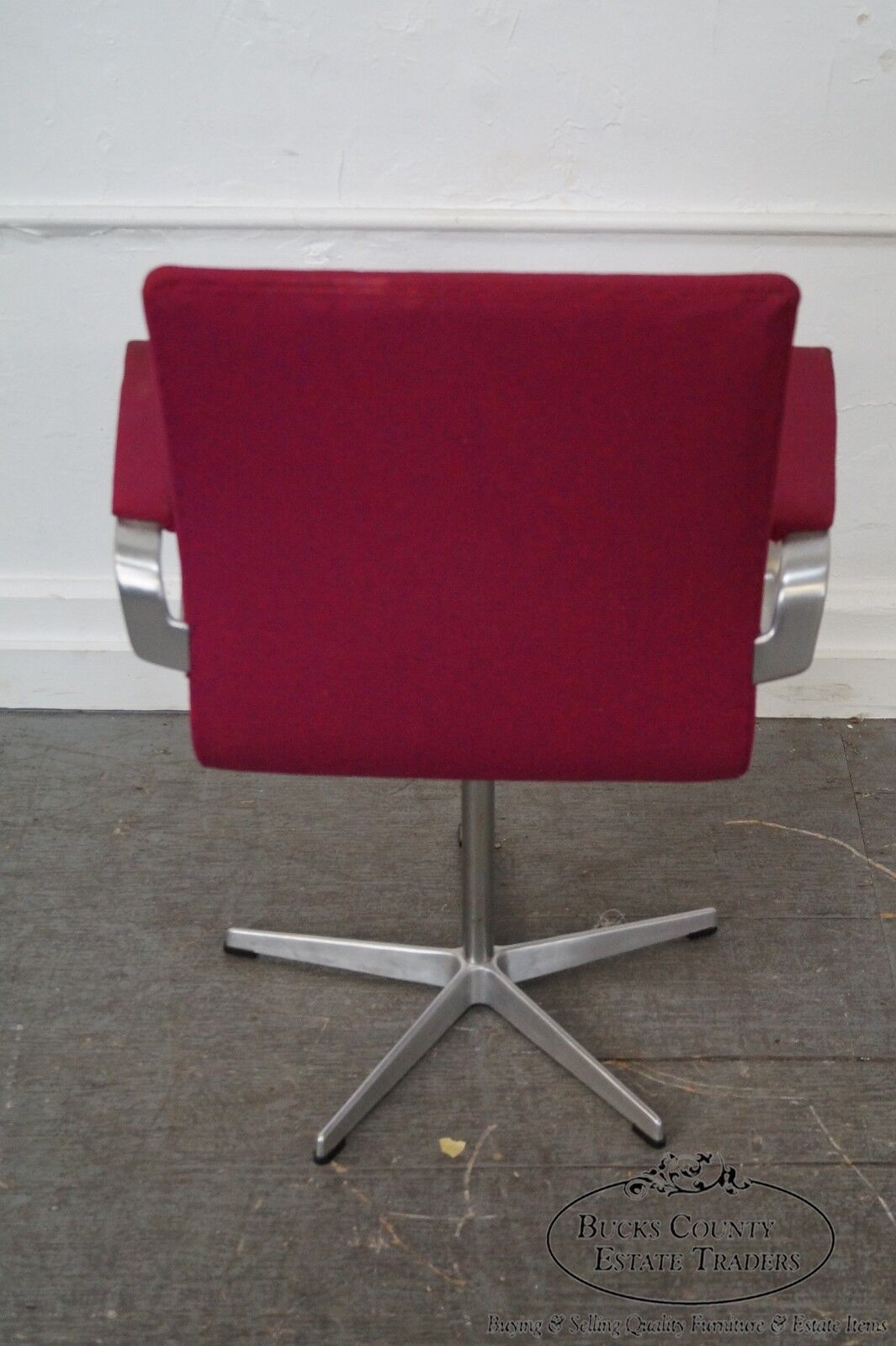 Fritz Hansen Mid Century Modern Swivel Oxford Aluminum Frame Office Arm Chair