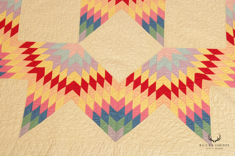 Vintage 'Broken Star' Pattern Quilt