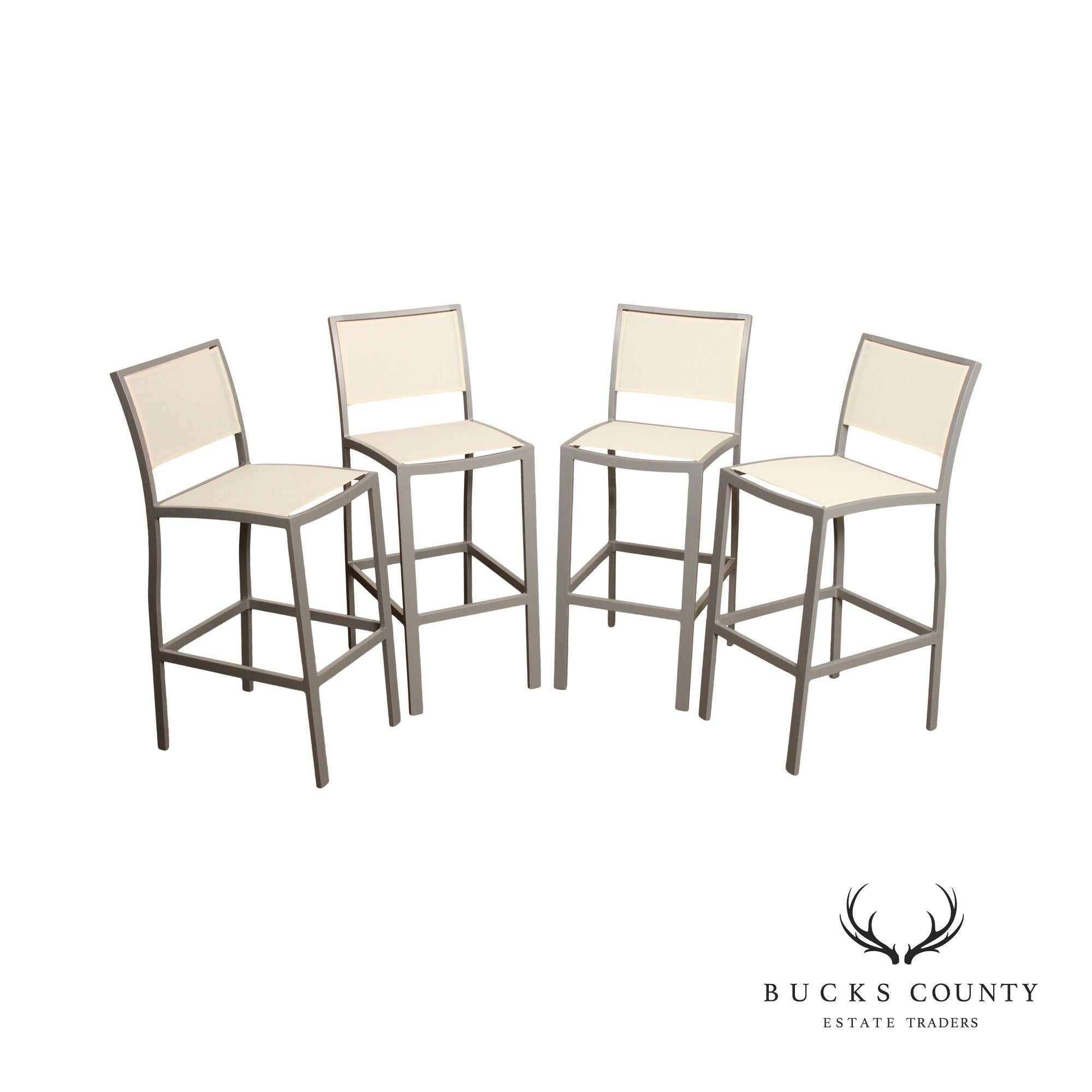 JANUS ET CIE 'KOKO II' SET OF FOUR ALUMINUM AND MESH BARSTOOLS