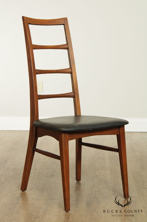 Mid Century Modern Vintage Walnut Ladder Back Side Chair