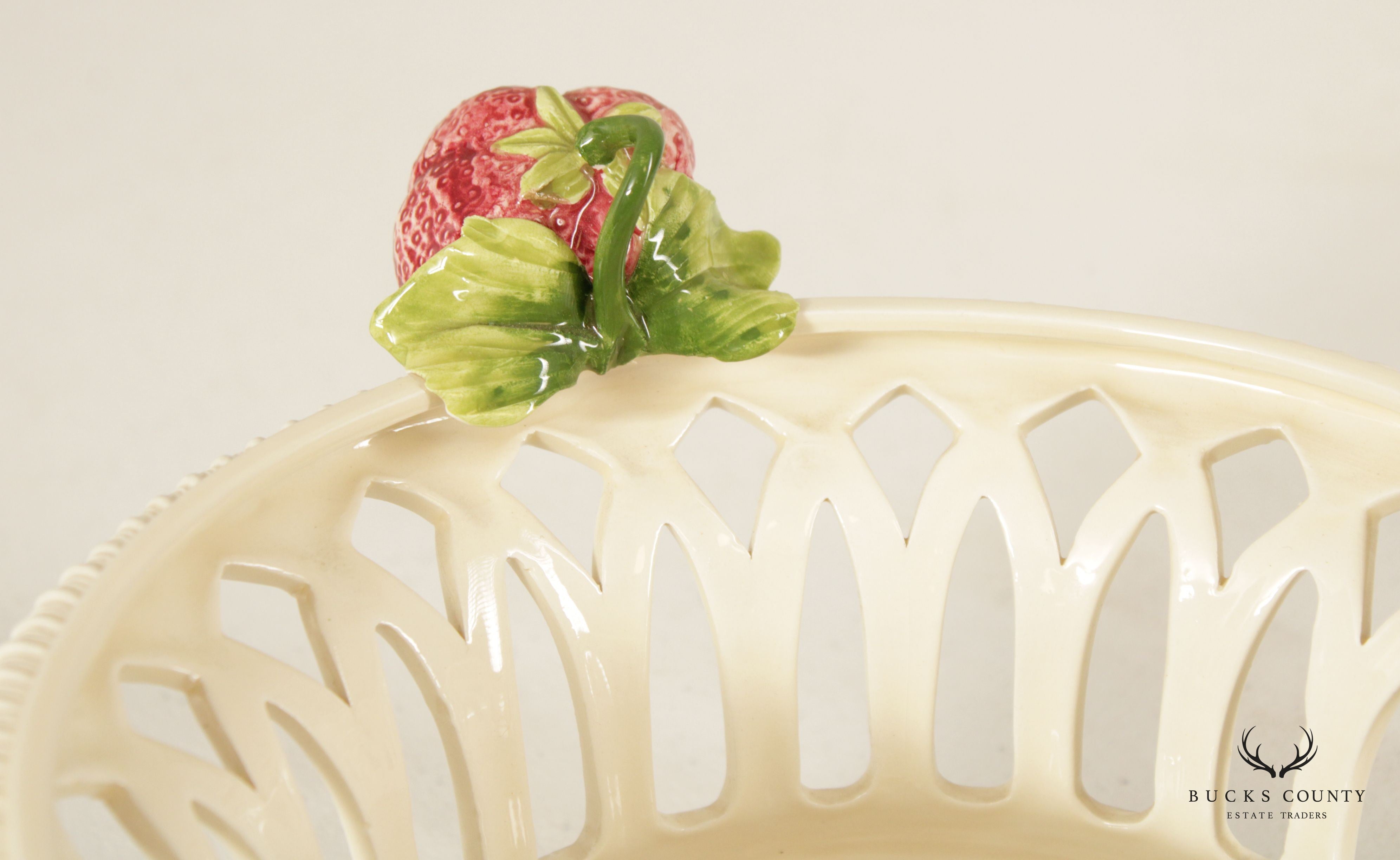 Vintage Italian Ceramic Strawberry Basket