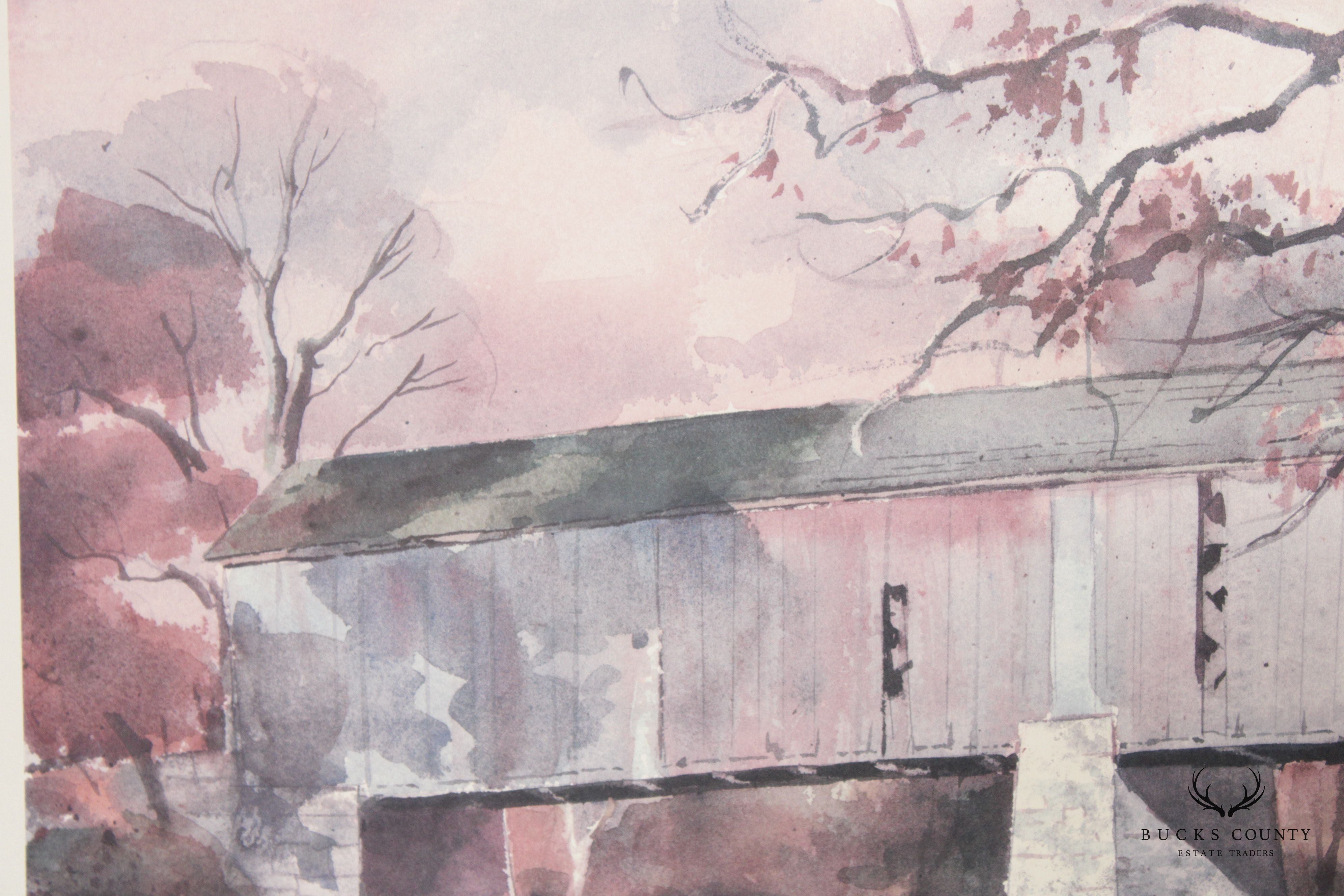 Ranulph Bye Bucks County Covered Bridge Watercolor Print