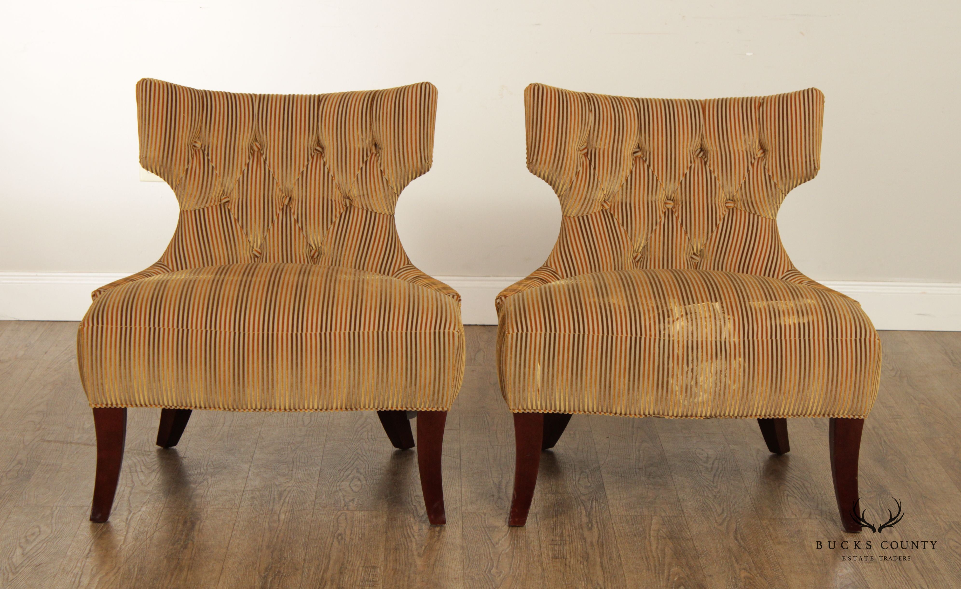 Baker Furniture Pair of Tufted Back Club Chairs (B)