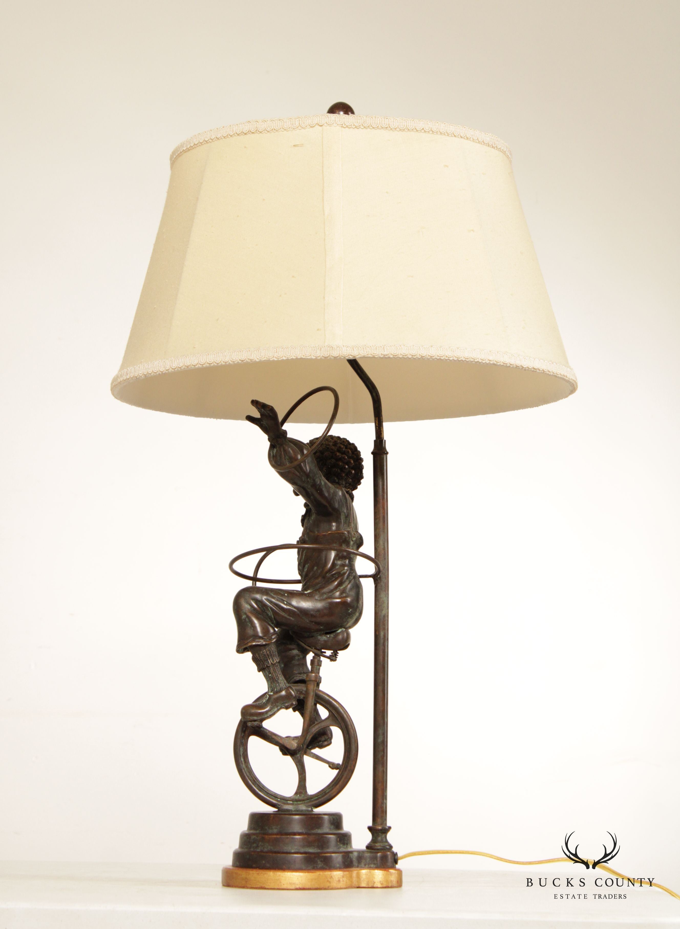 Bronze Unicycle Clown Table Lamp