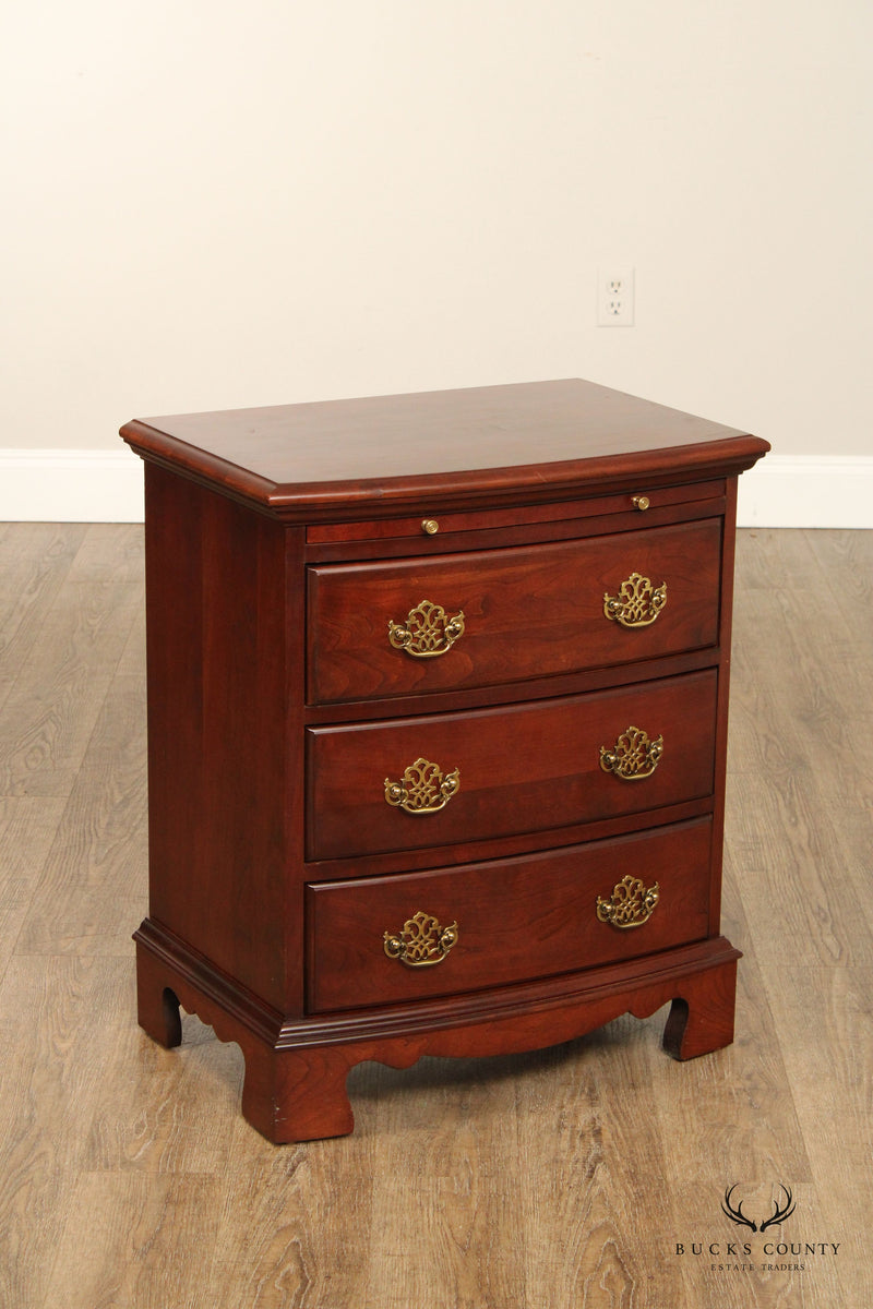 Pair of Pennsylvania House Chippendale Style Cherry Bow Front Nightstands