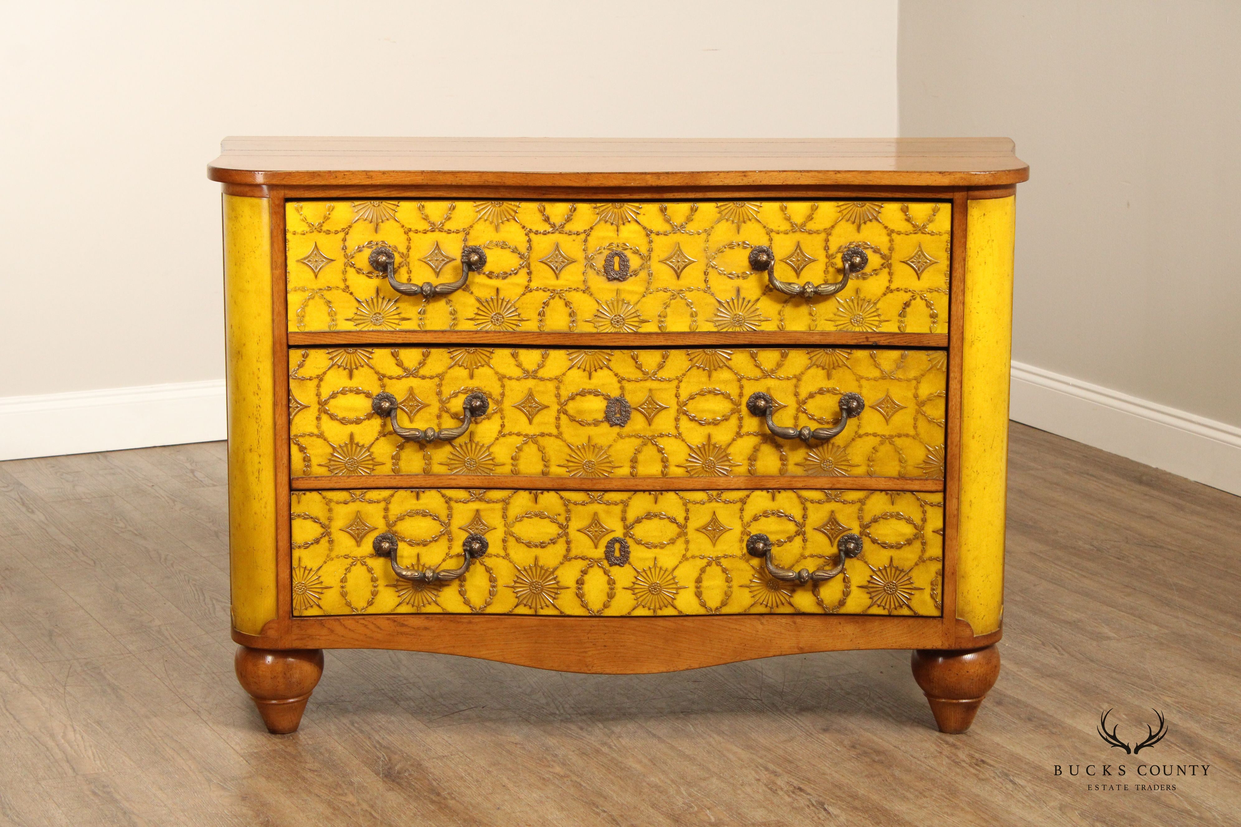 French Custom Lacquered Oak Three Drawer Dresser