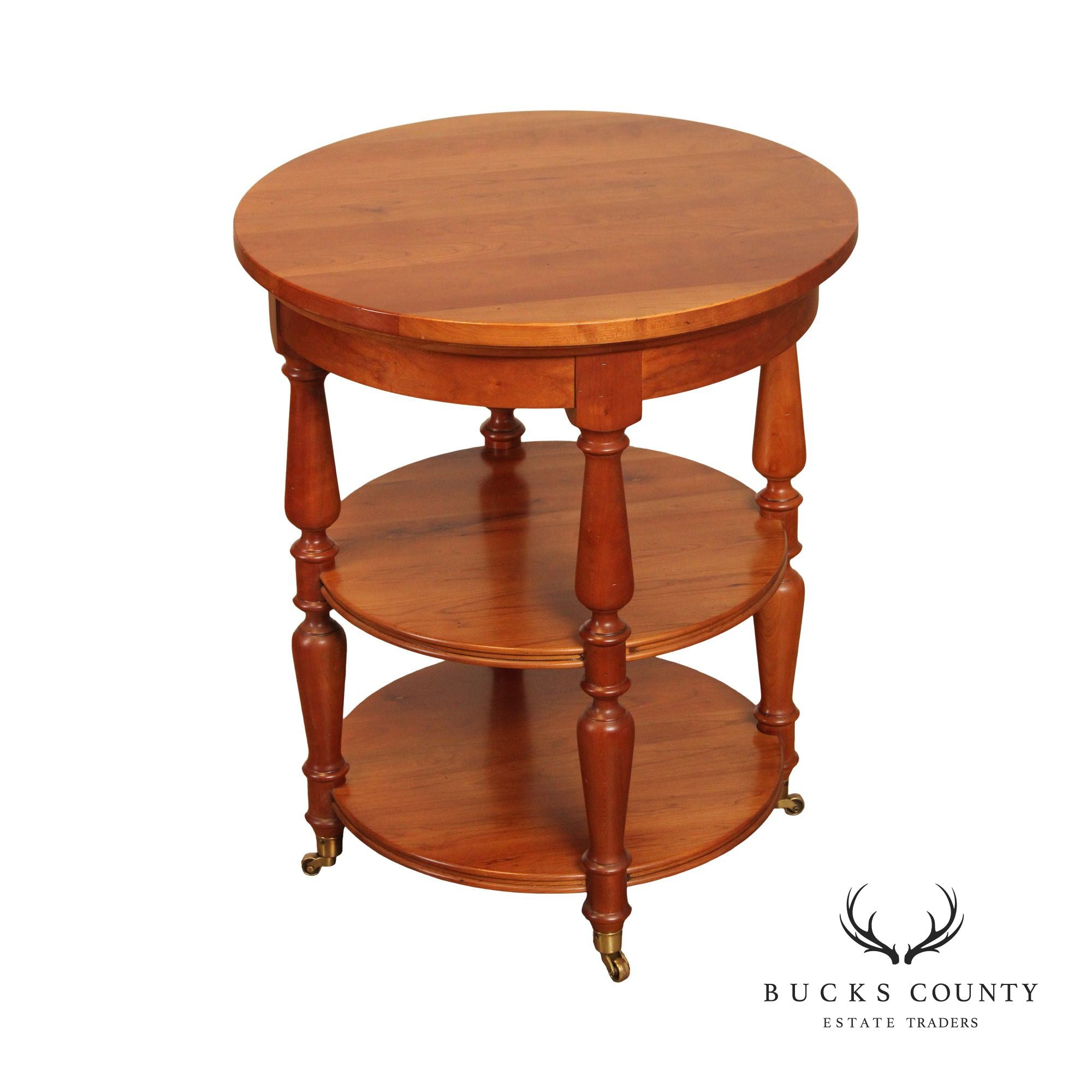 Harden Solid Cherry Round Three-Tier Side Table