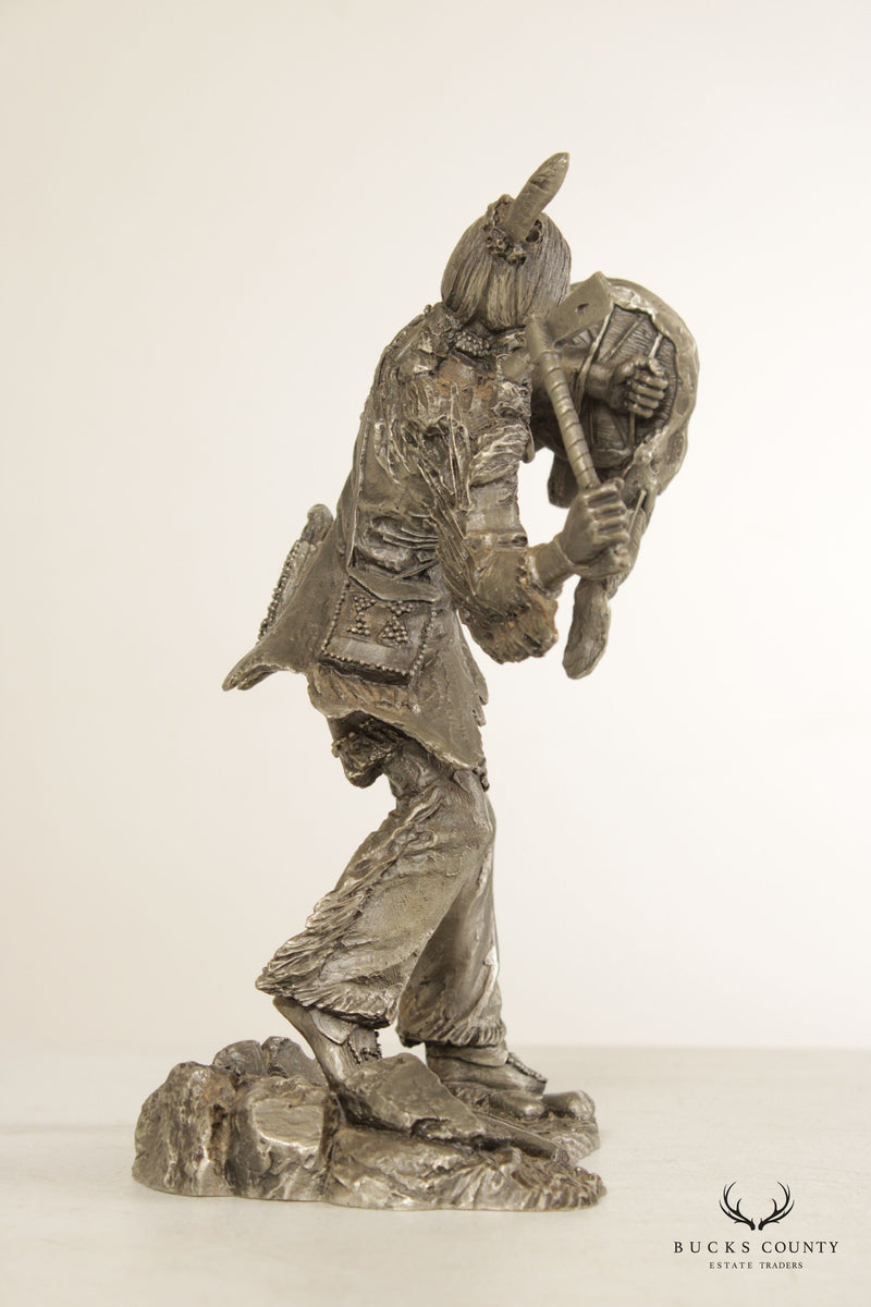 Jim Ponter Native American 'Comanche Warrior' Pewter Sculpture