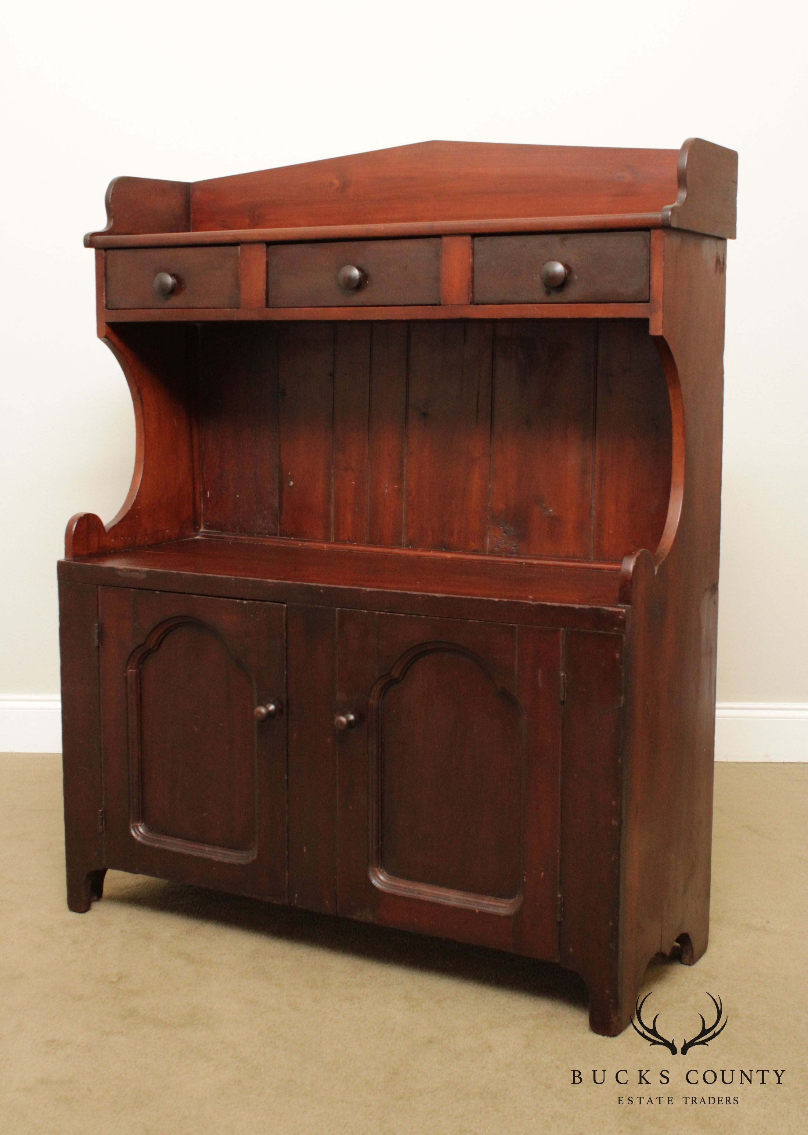 Antique American Pine Bucket Bench