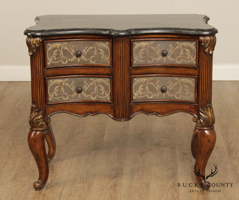 Italian Rococo Style Painted Marble Top Chest