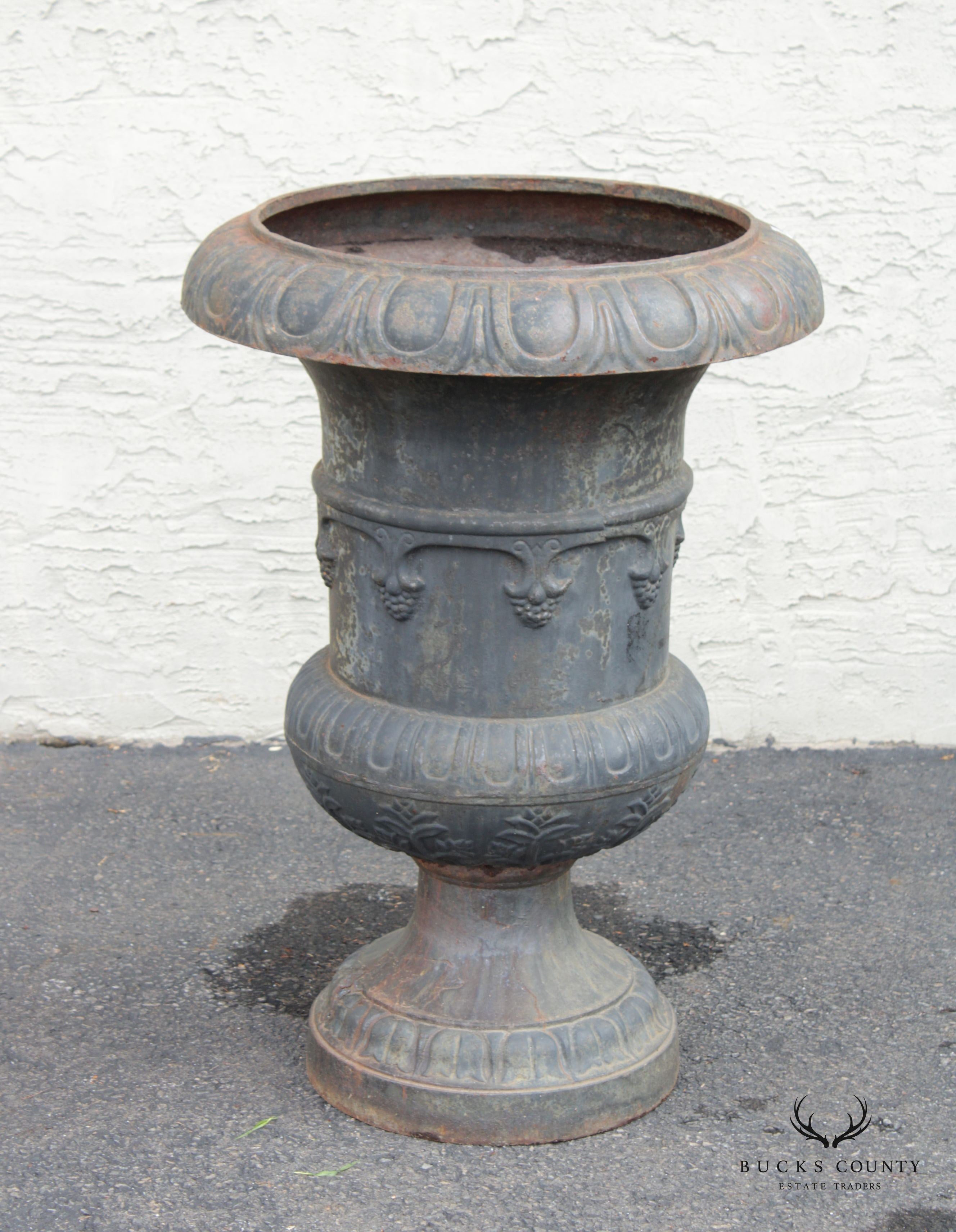 Vintage French Style Cast Iron Garden Urn Planter