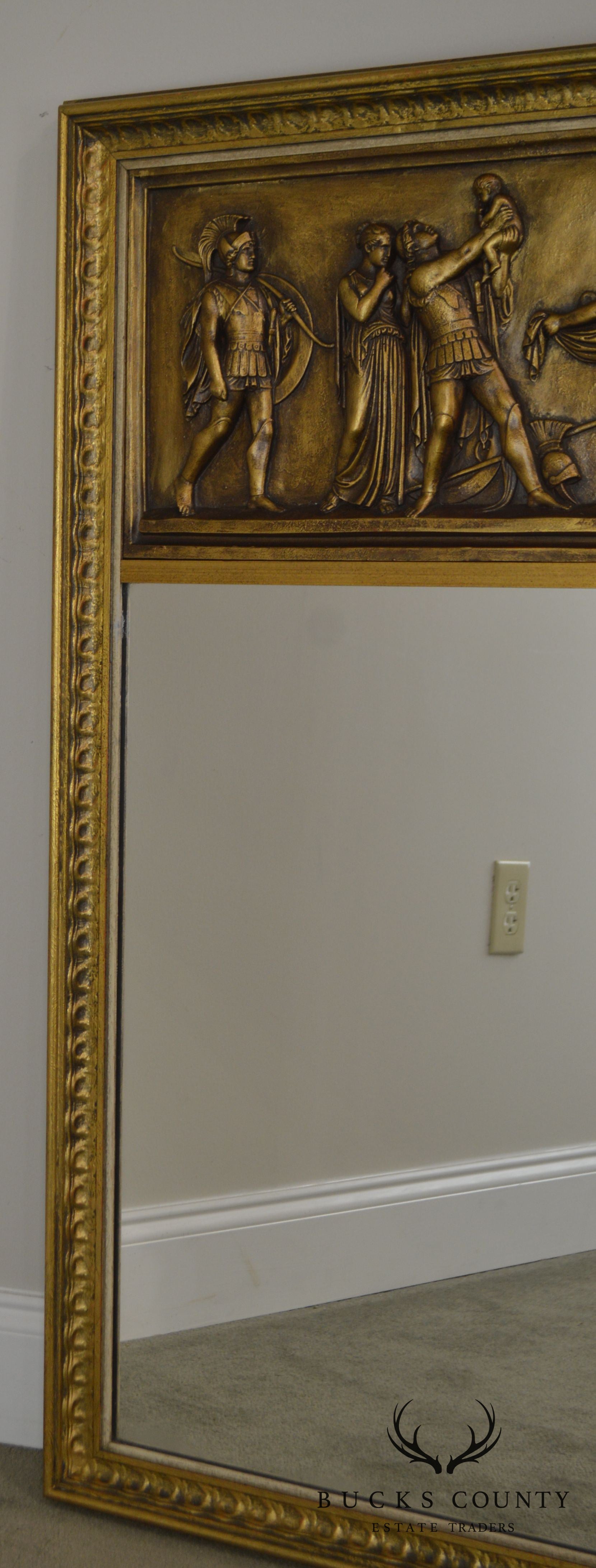 Gilt Relief Plaque Trumeau Mirror