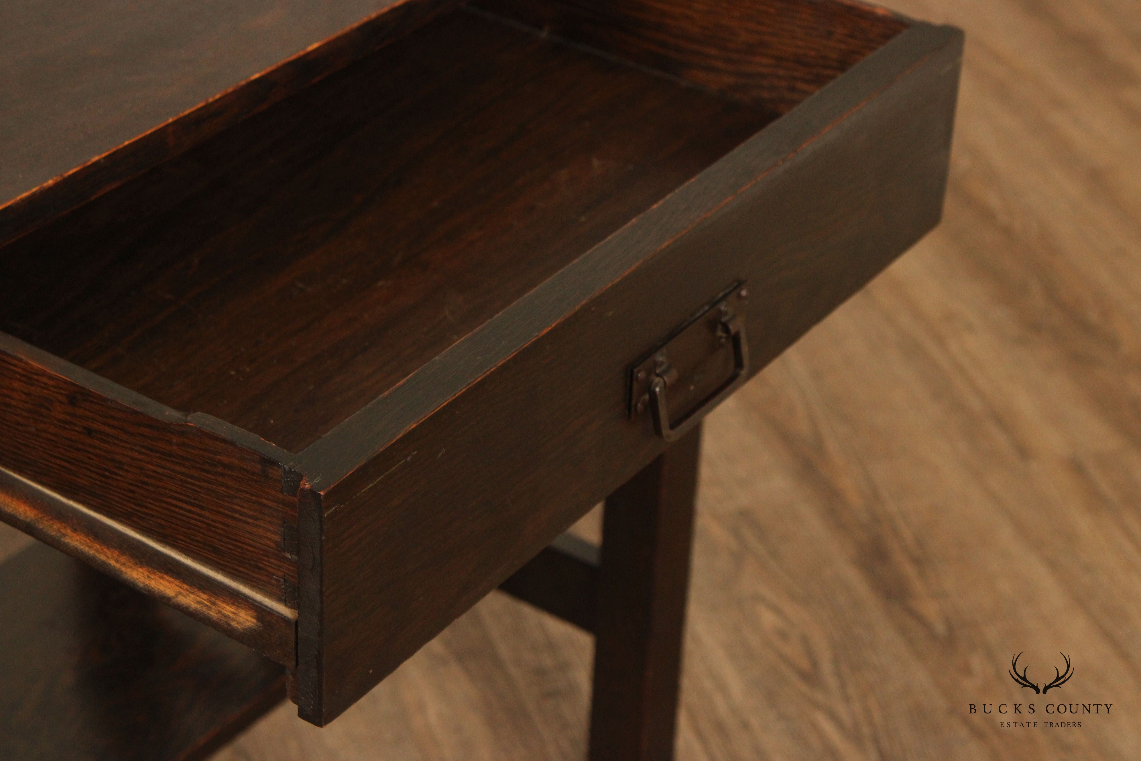 Antique Mission Oak Library Table Or Writing Desk