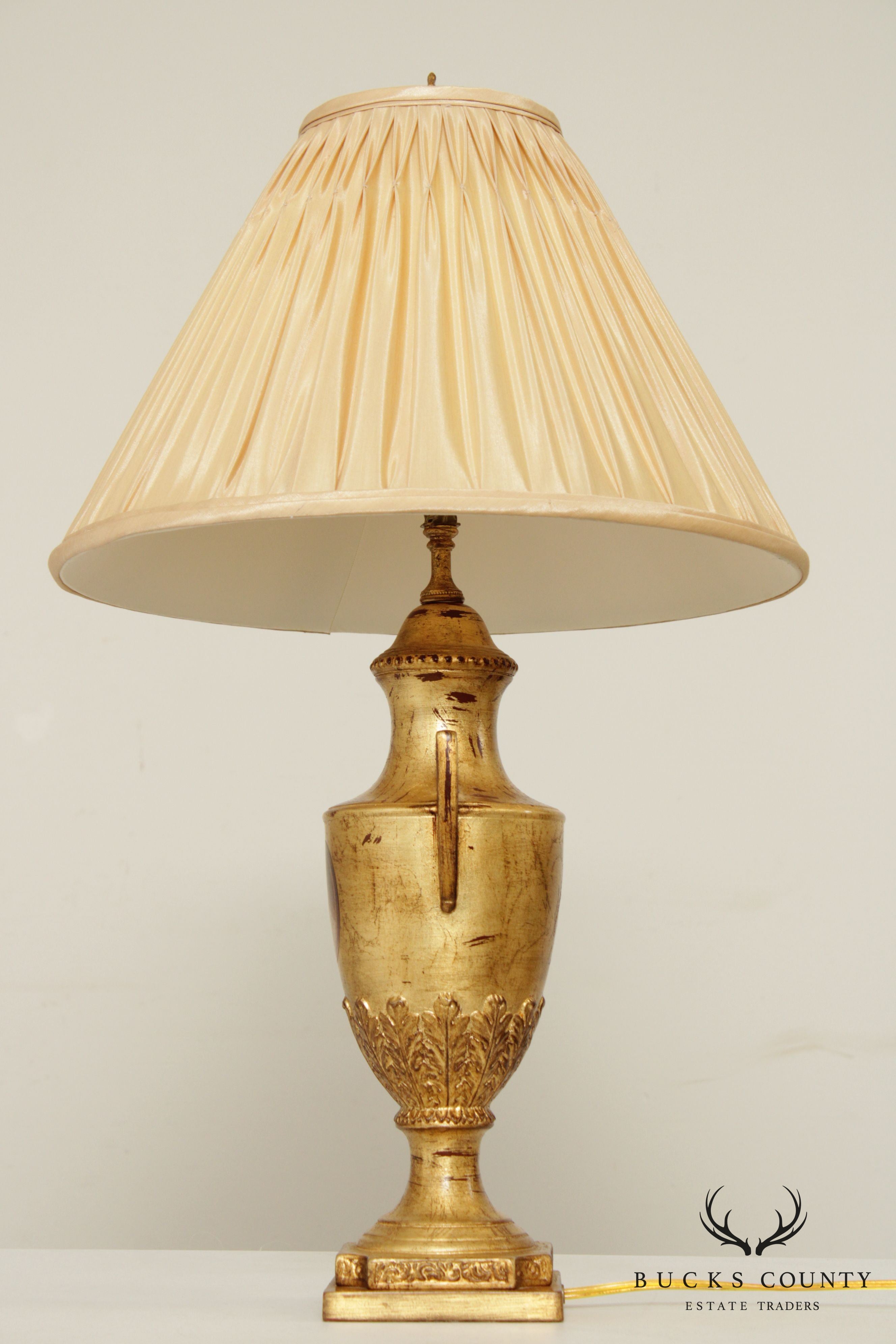 Neoclassical Style Gilded Urn Form Cameo Table Lamp