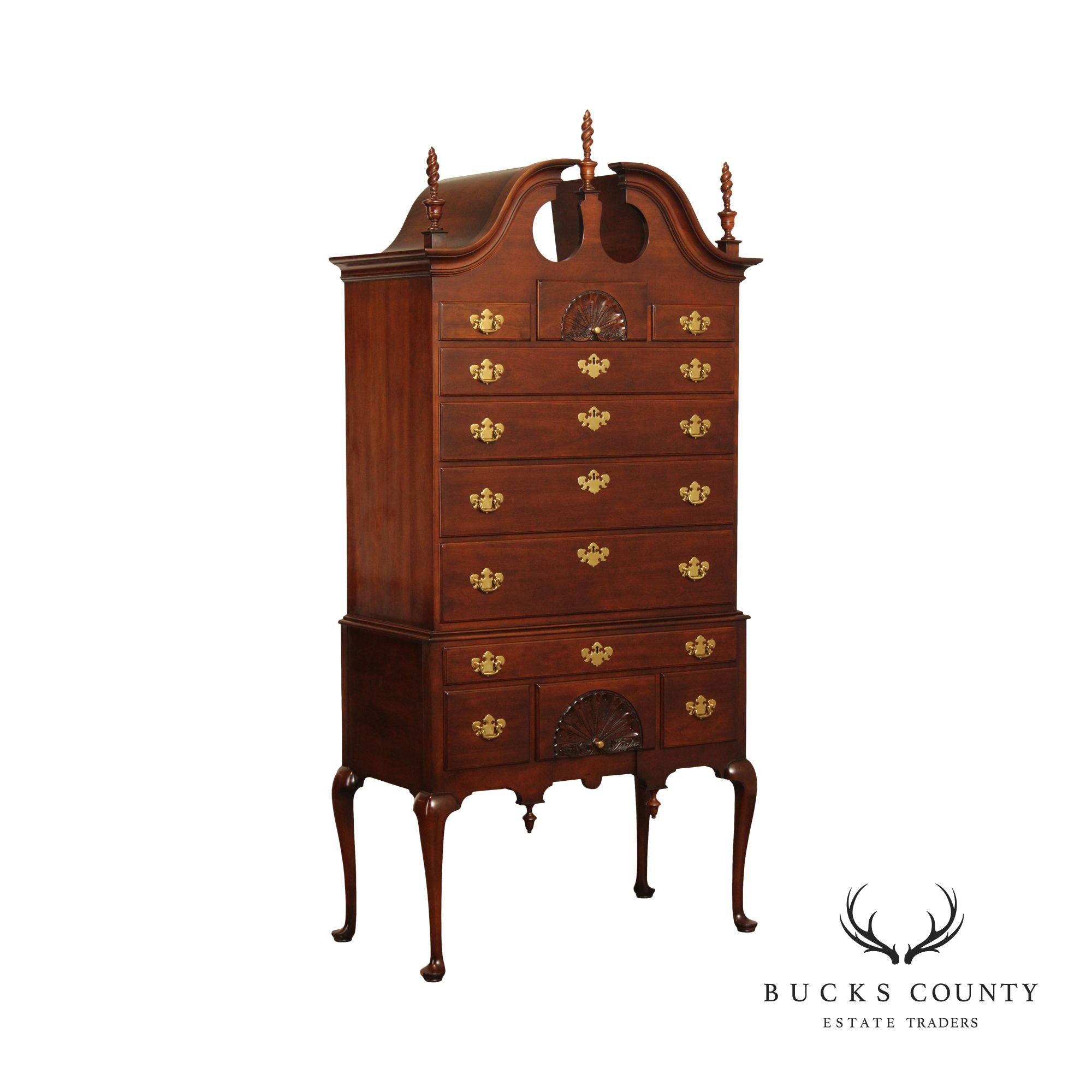 Statton Queen Anne Style Cherry Highboy Chest