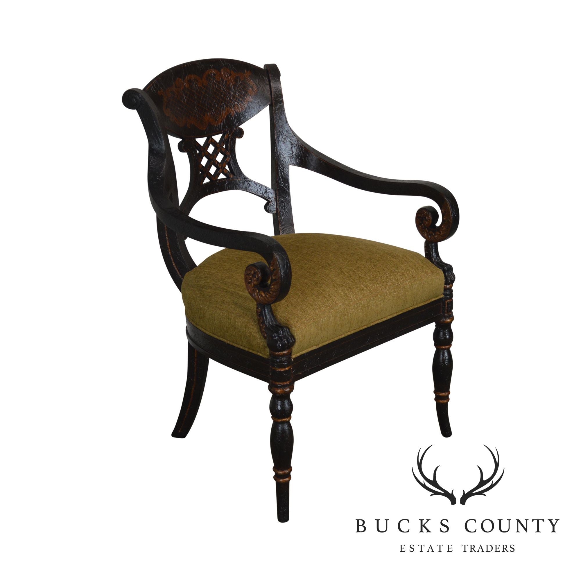 Regency Style Crackle Painted Armchair