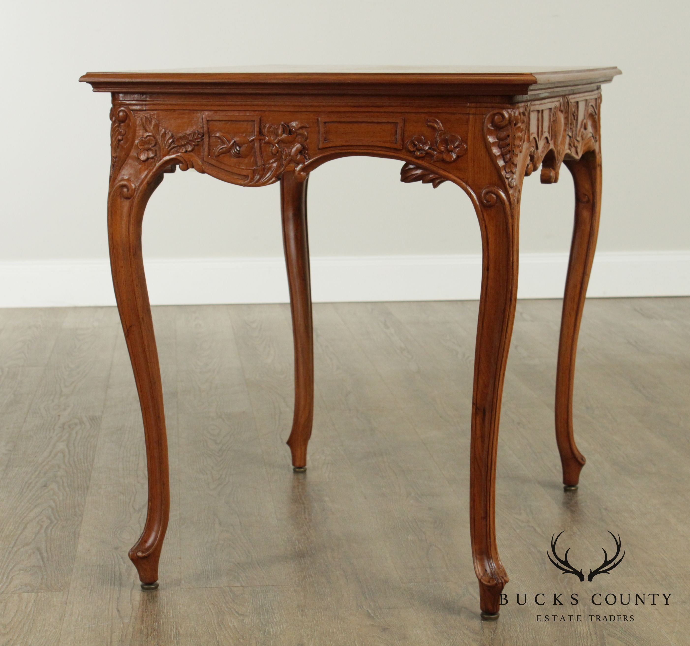 French Influenced Custom Patriotic Marquetry Inlaid Side Table