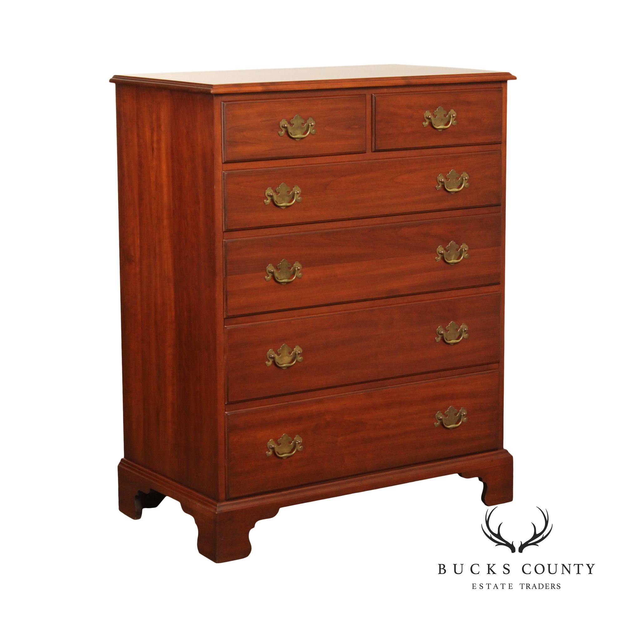 HENKEL HARRIS CHIPPENDALE STYLE CHERRY HIGH CHEST OF DRAWERS