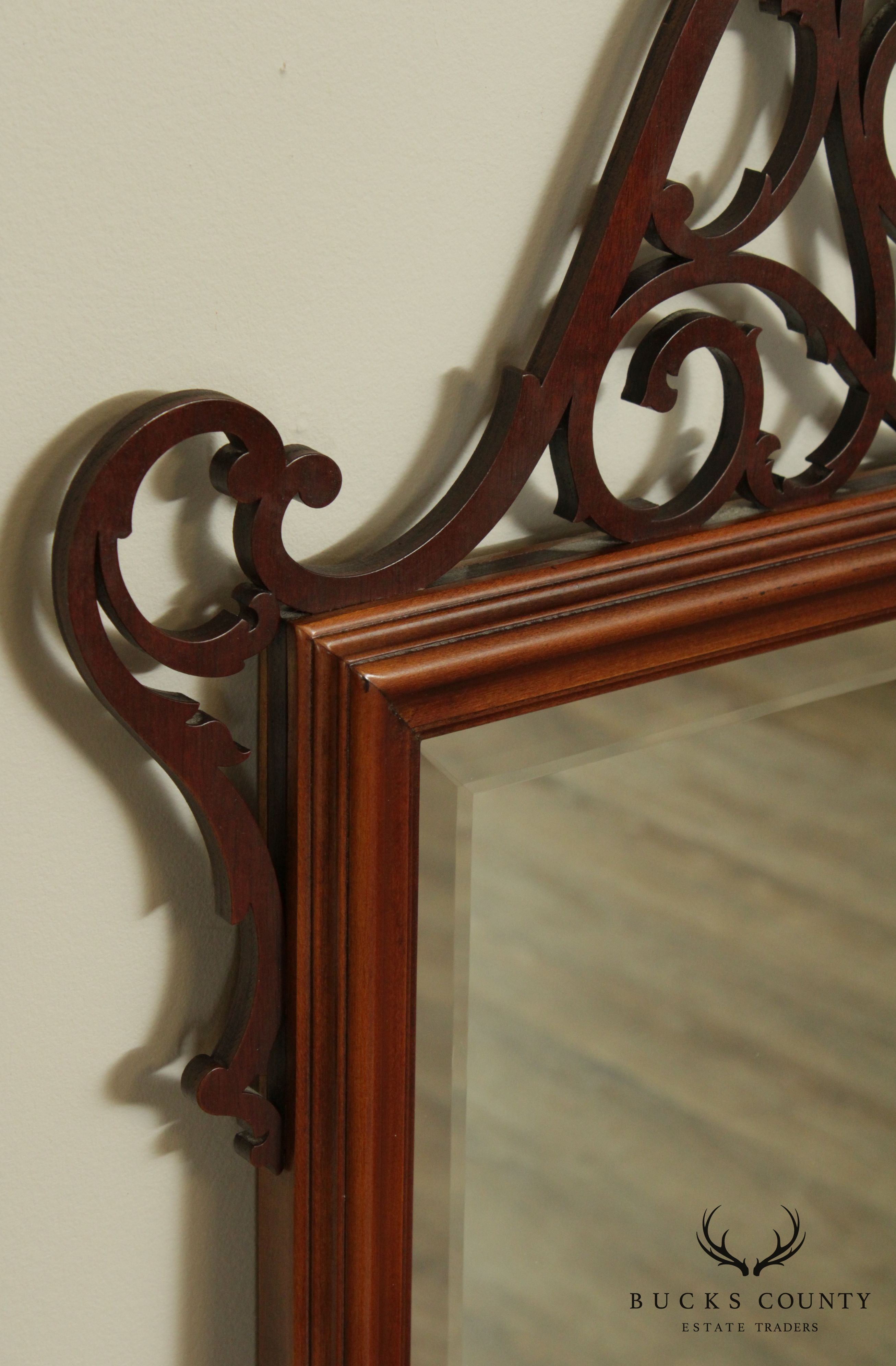 Chippendale Style Mahogany Pierced Fretwork Carved Wall Mirror