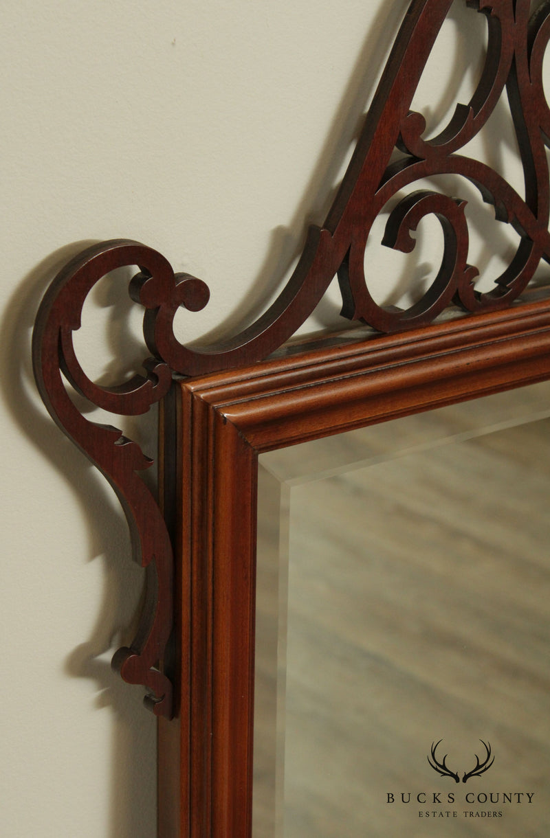 Chippendale Style Mahogany Pierced Fretwork Carved Wall Mirror