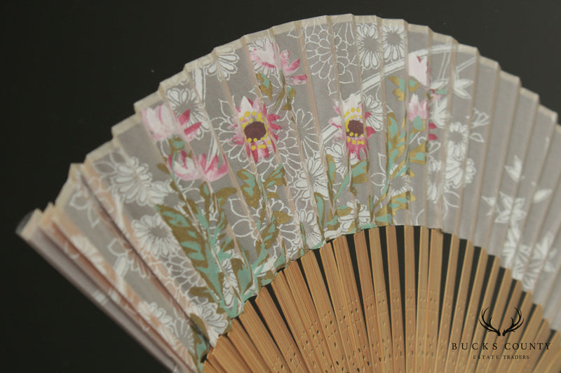 Faux Bamboo Framed Vintage Japanese Fan