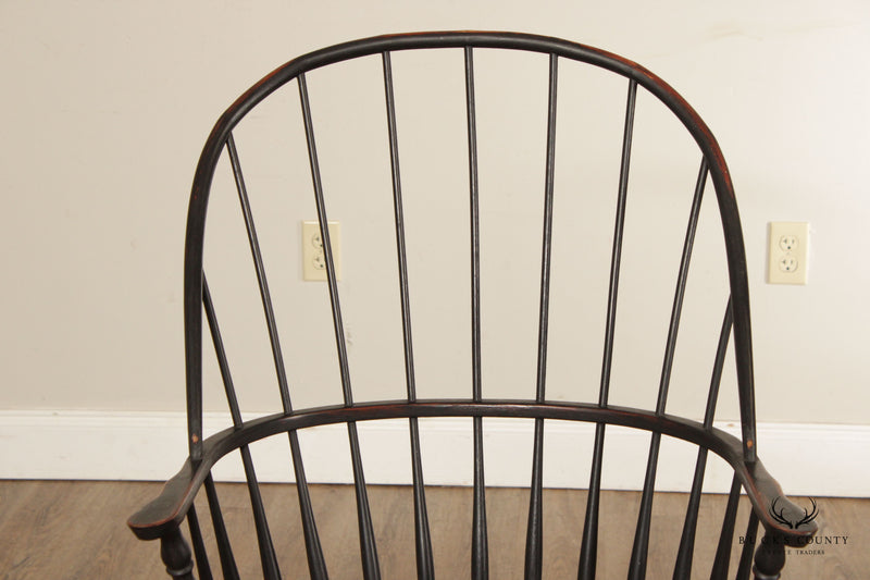 Early American Style Pair of Ebonized Windsor Armchairs