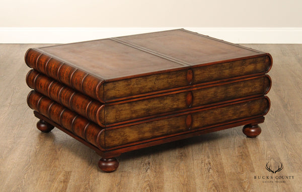 Theodore Alexander Regency Style Faux Stacking Books Storage Coffee Table