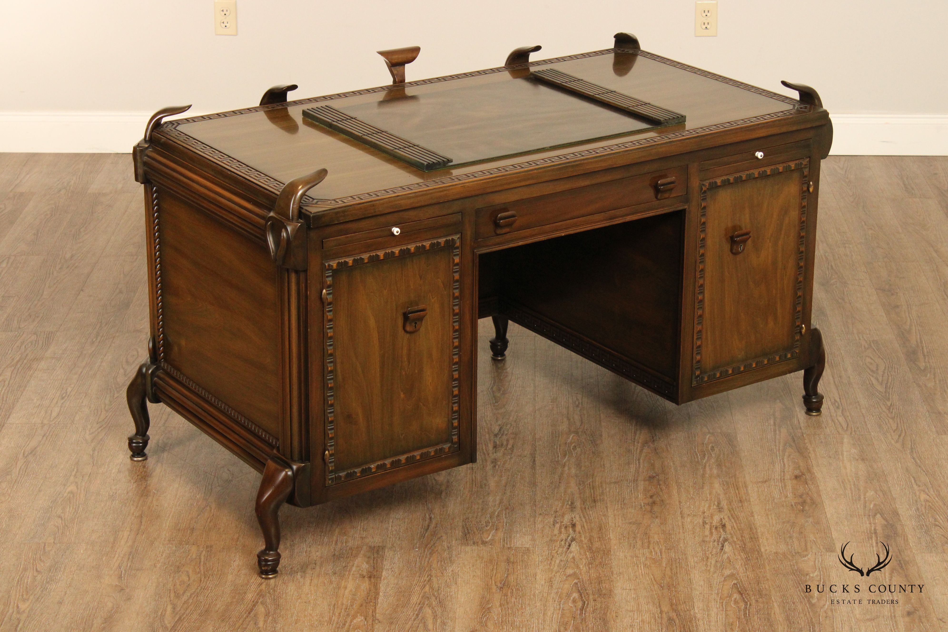 1930' Unusual Custom Sculpted Wood Executive Writing Desk