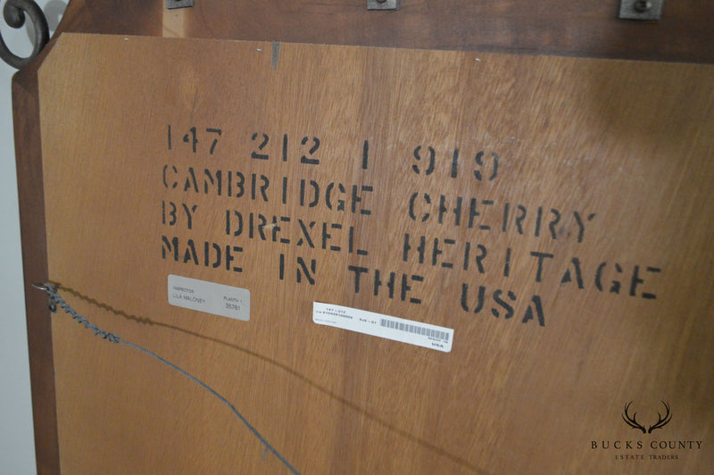 Drexel Heritage Cambridge Cherry & Scrolled Iron Beveled Wall Mirror