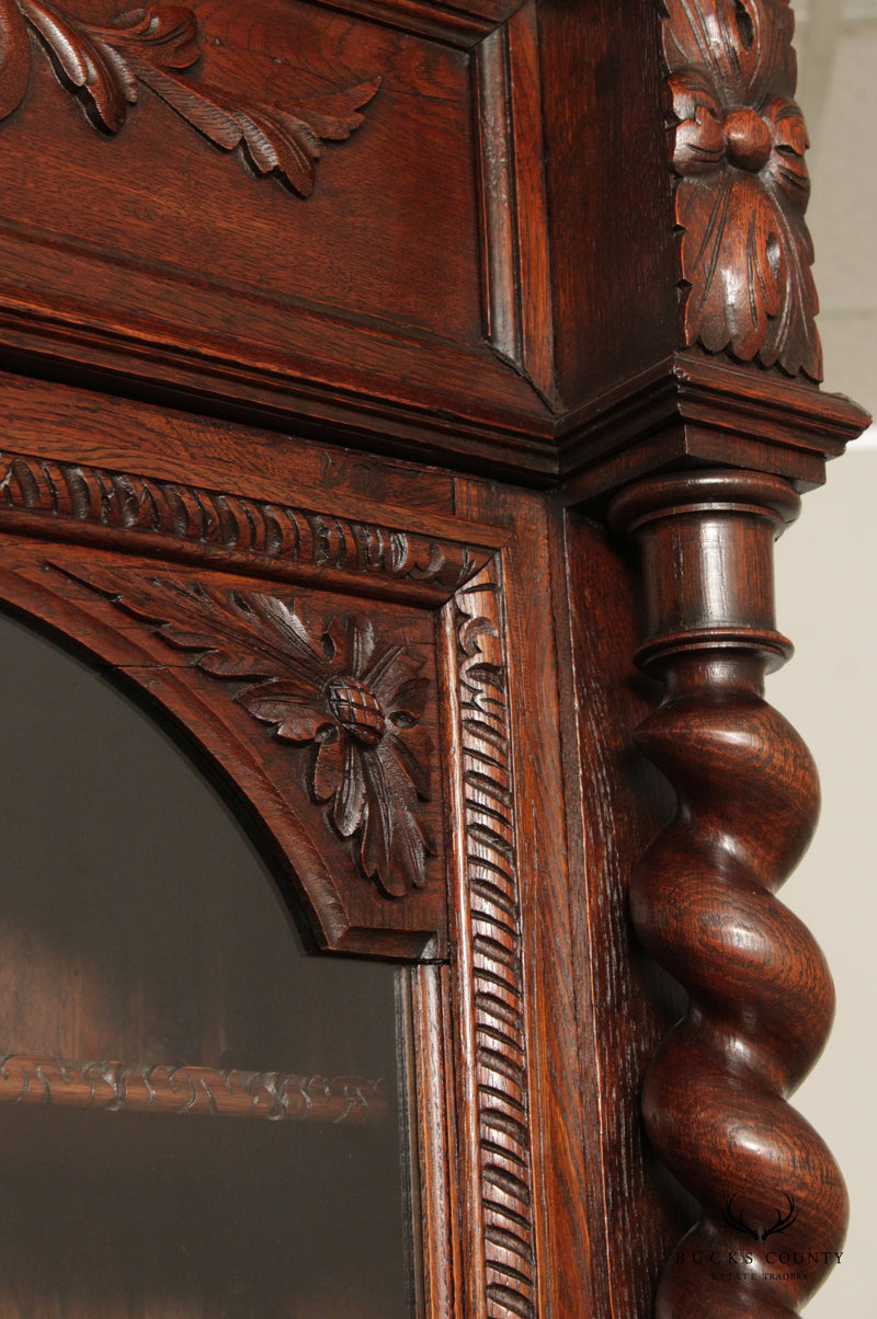 Antique 19th C. Renaissance Revival Carved Oak Bookcase
