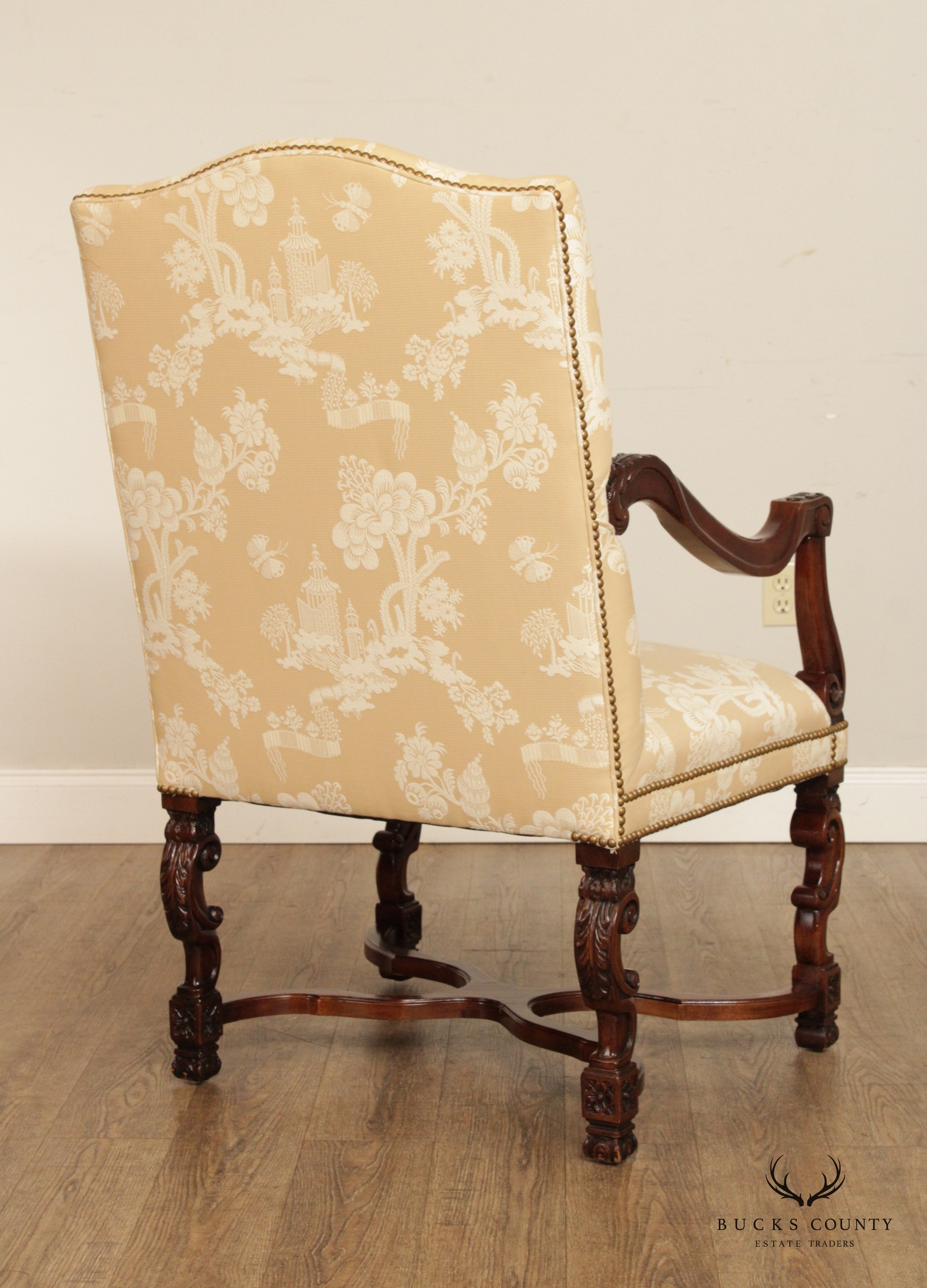 French Louis XIV Style Quality Carved Armchair