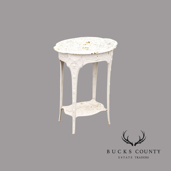 Art Nouveau Style Vintage Cast Iron Outdoor Patio Side Table