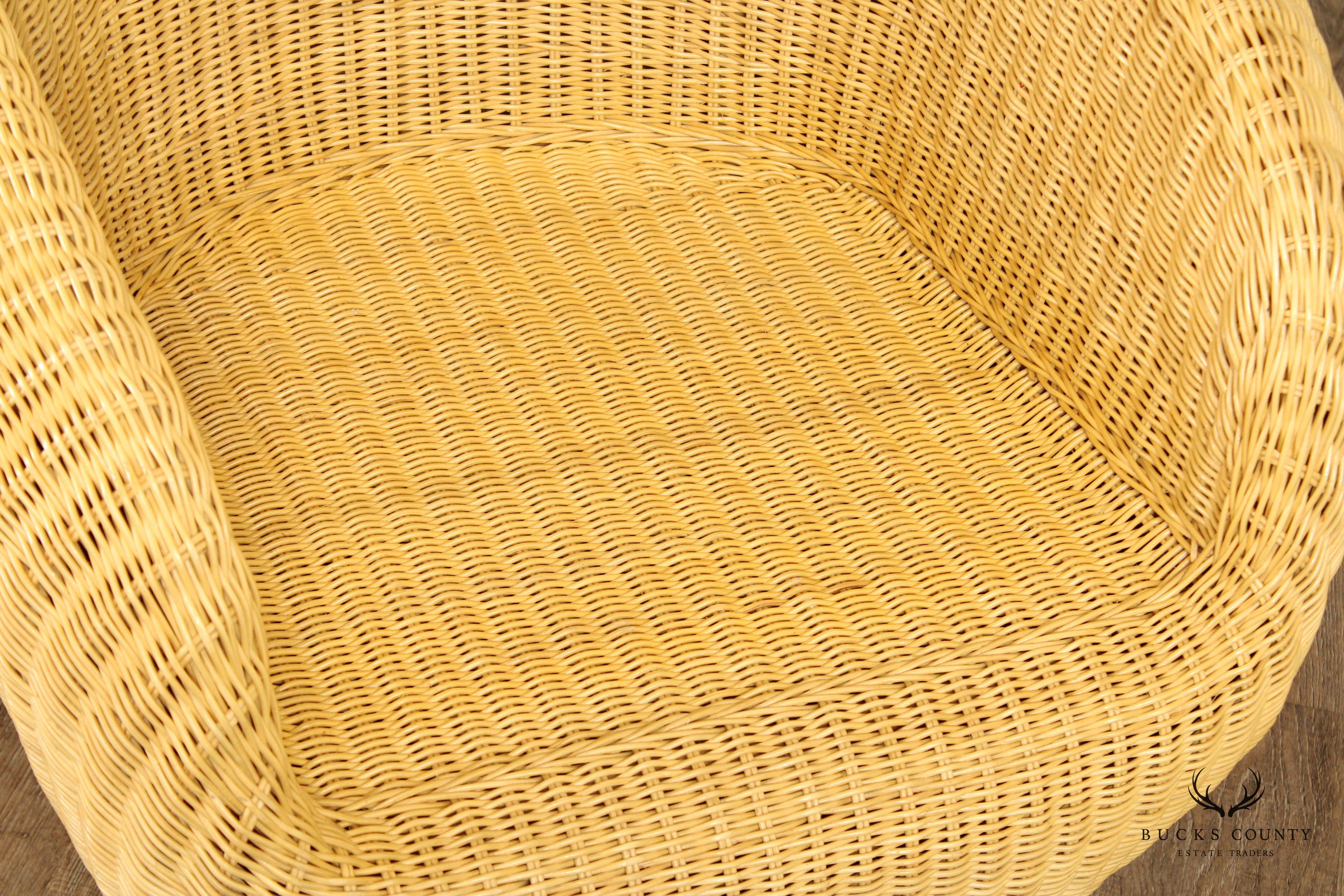 1970's Vintage Pair of Wicker Club Chairs