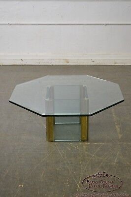 Leon Rosen for Pace Brass & Glass Octagonal Top Coffee Table