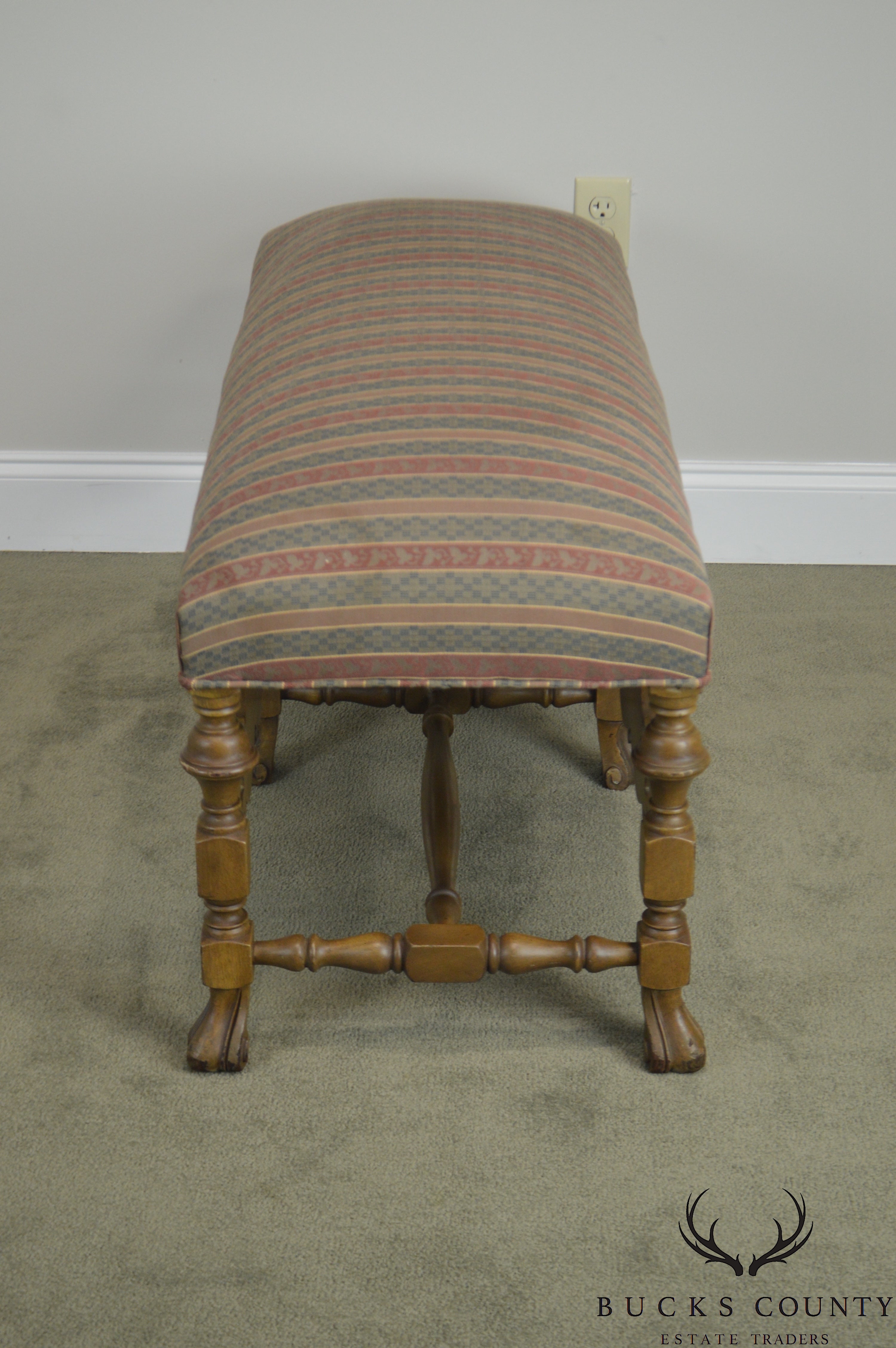 Renaissance Revival Style Vintage Carved Mahogany Window Bench