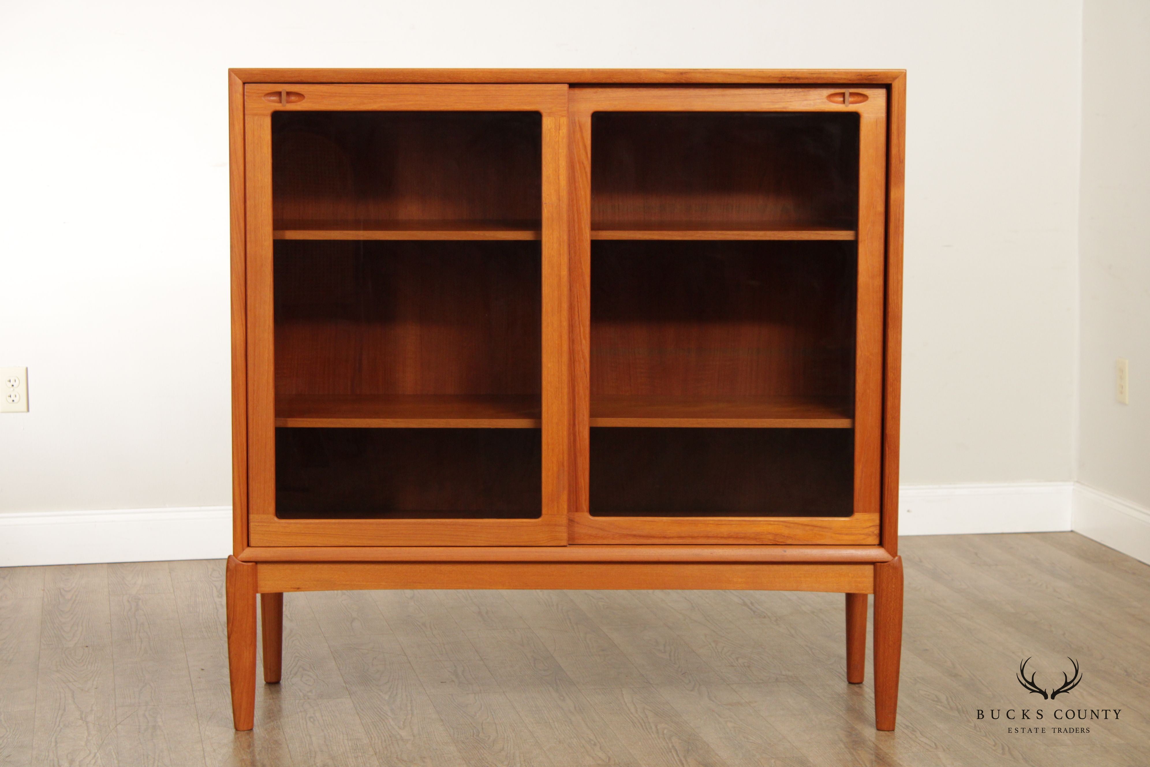 Henry Walter Klein for Bramin Danish Modern Glass Door Teak Bookcase