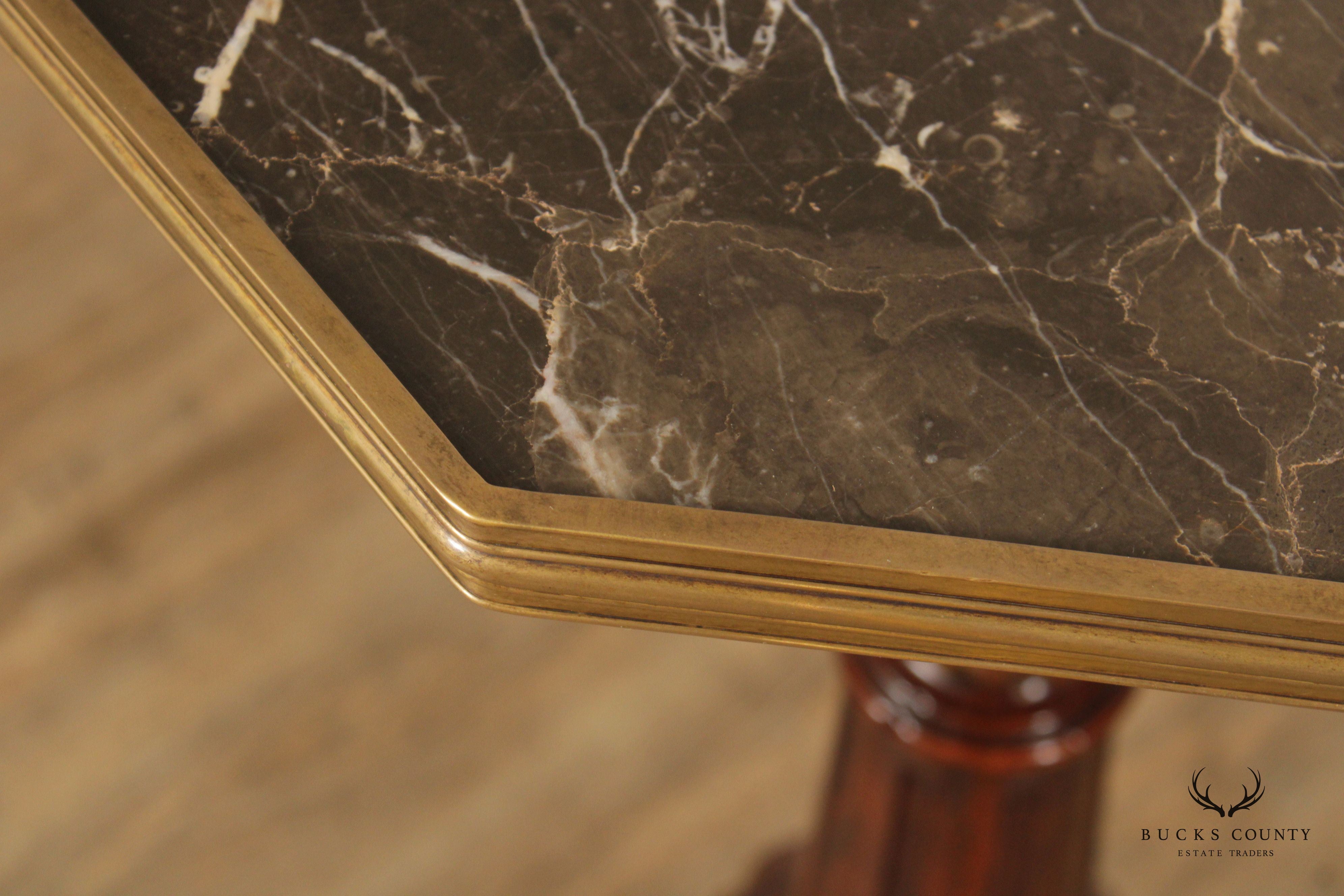 Theodore Alexander Parcel Gilt Marble Top Pedestal