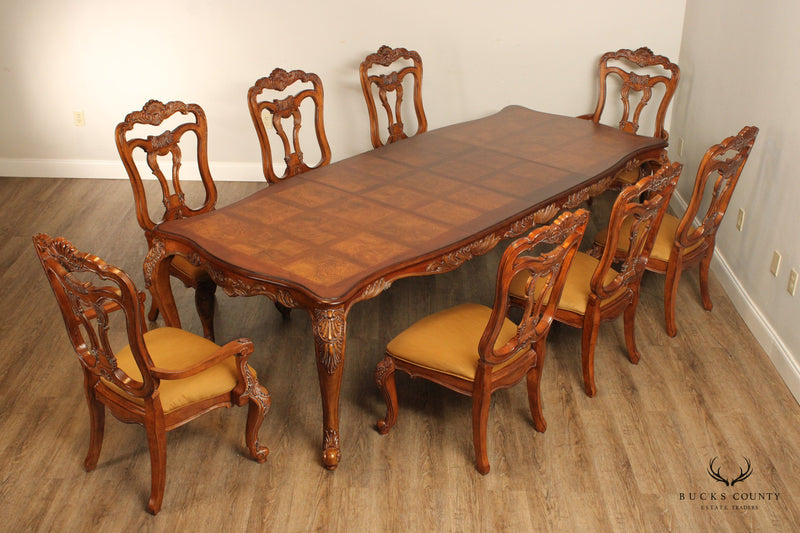 Thomasville Rococo Style Carved Burl Wood Dining Set