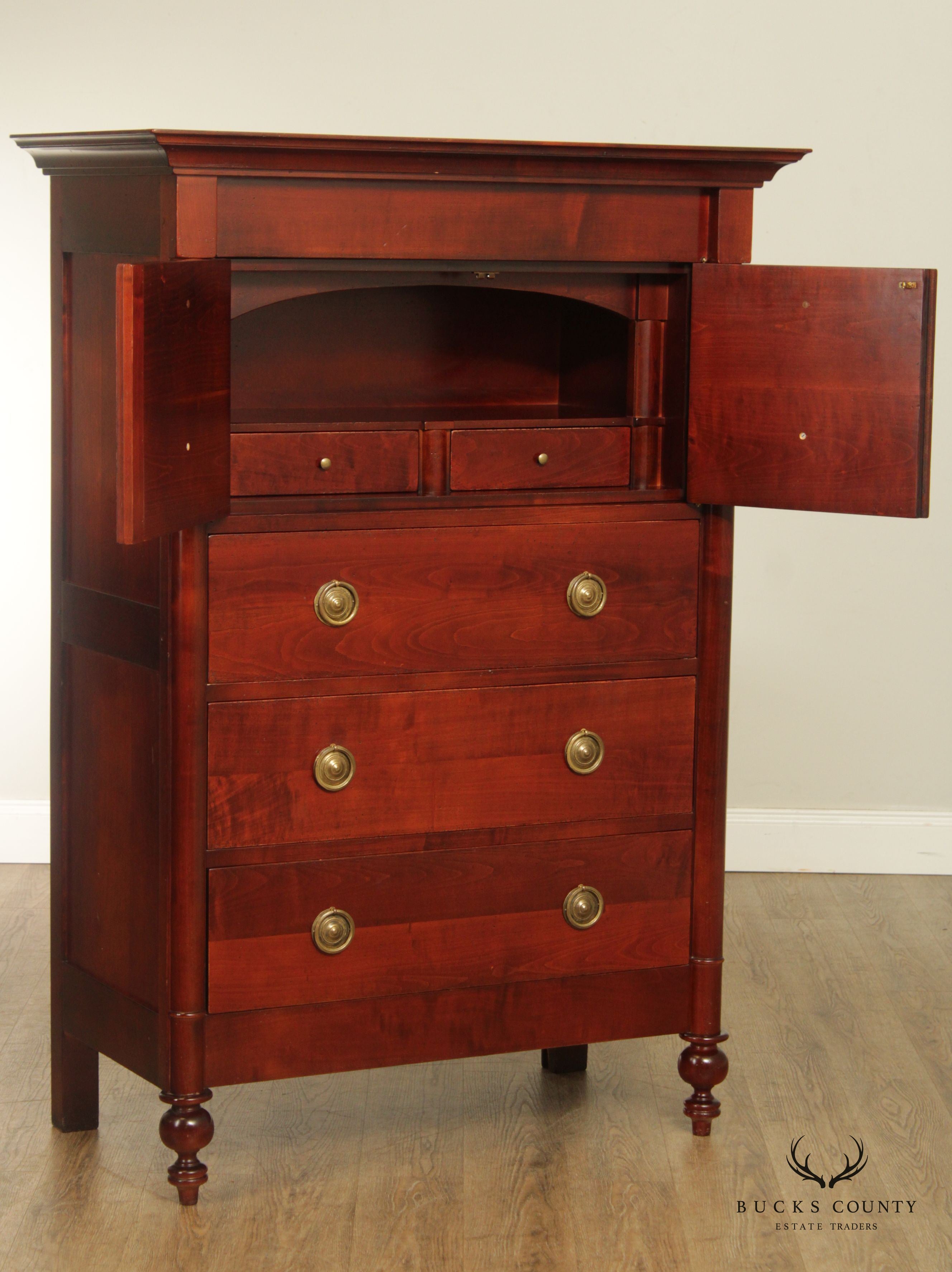 Quality French Cherry Butler's Tall Chest